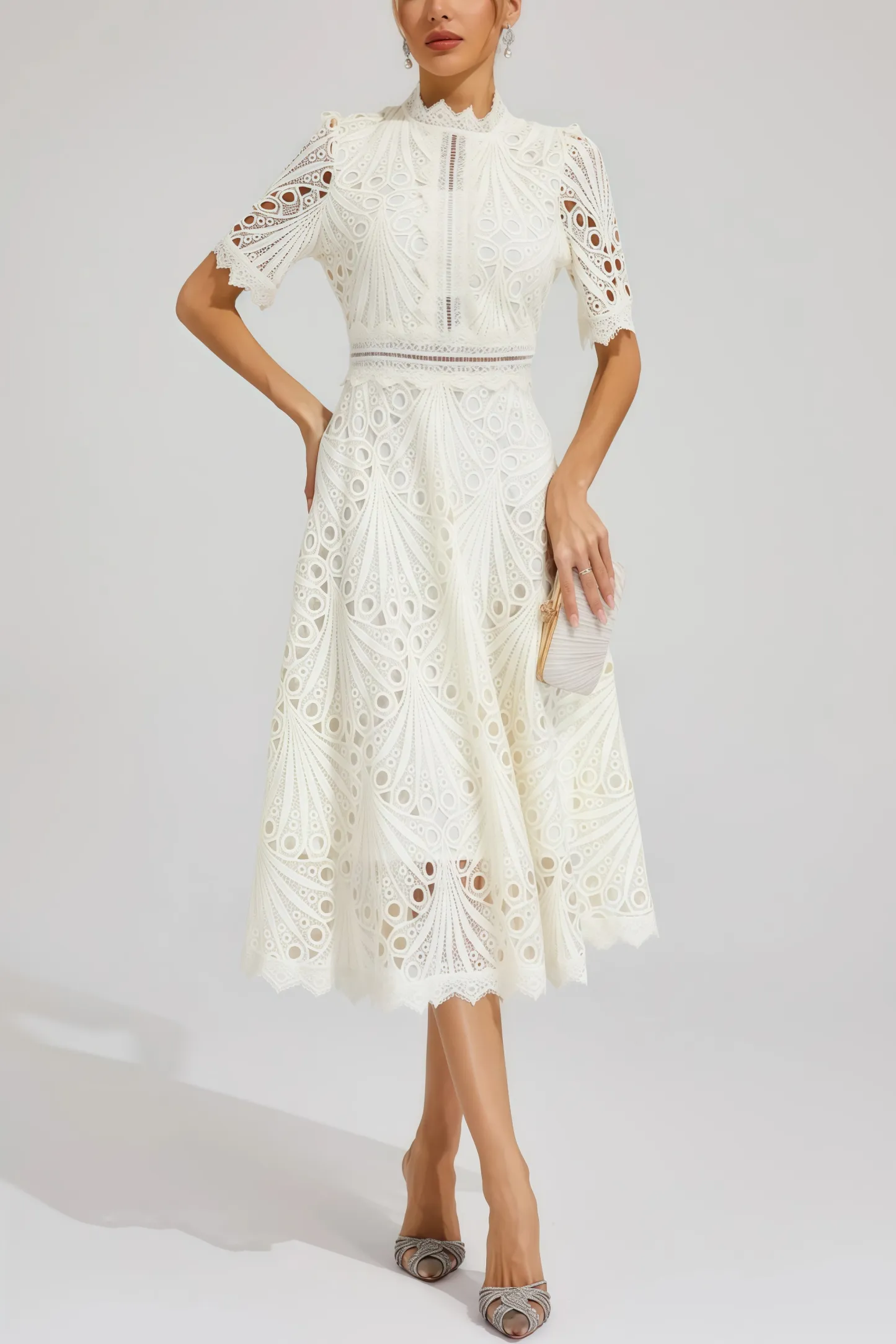 Debors White Cut Out Midi Dress