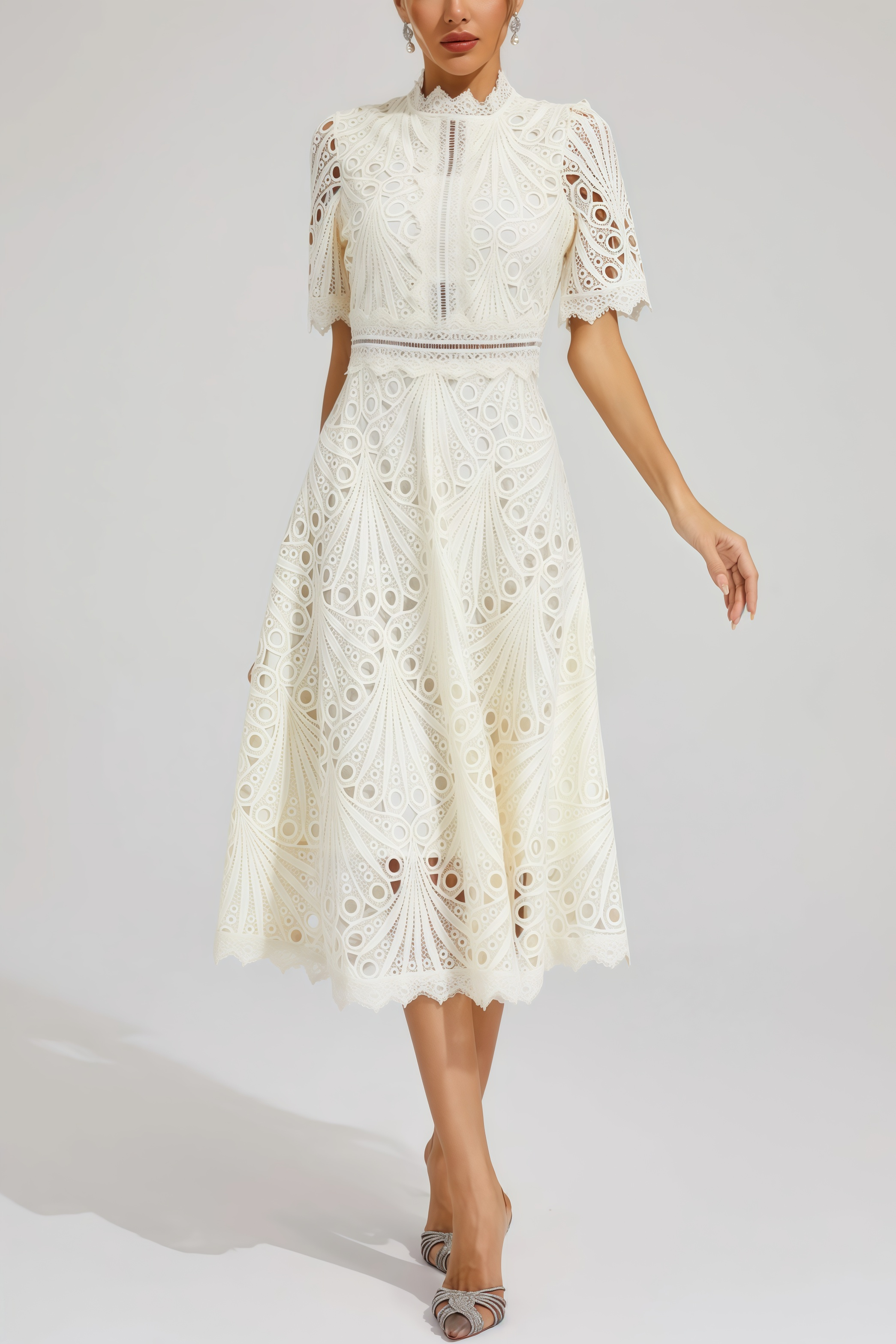 Debors White Cut Out Midi Dress