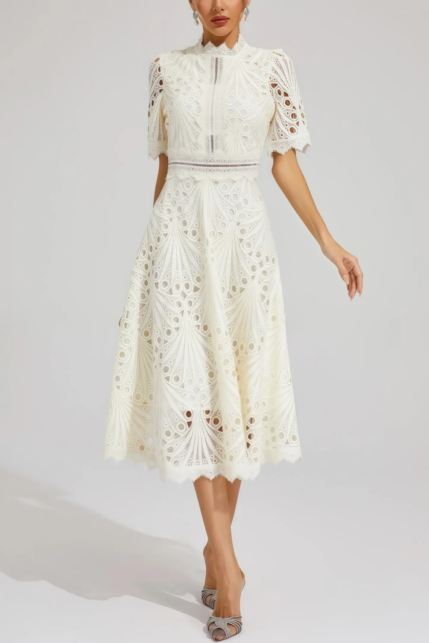 Debors White Cut Out Midi Dress