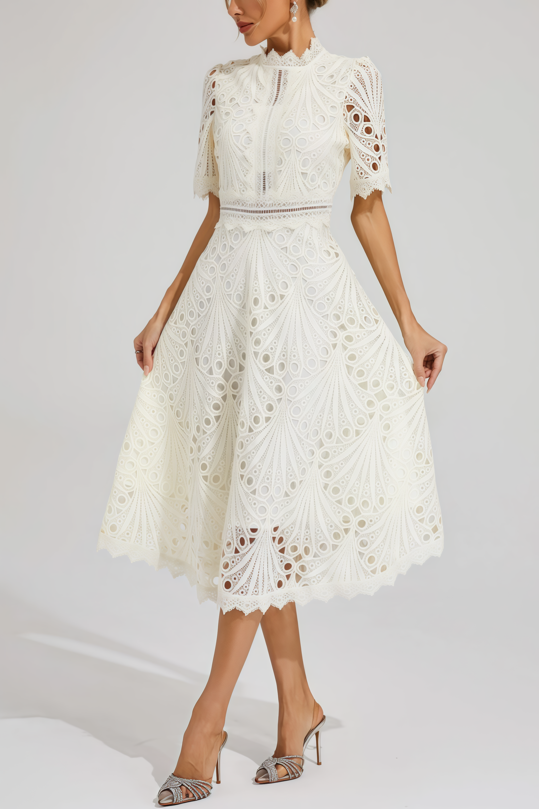 Debors White Cut Out Midi Dress