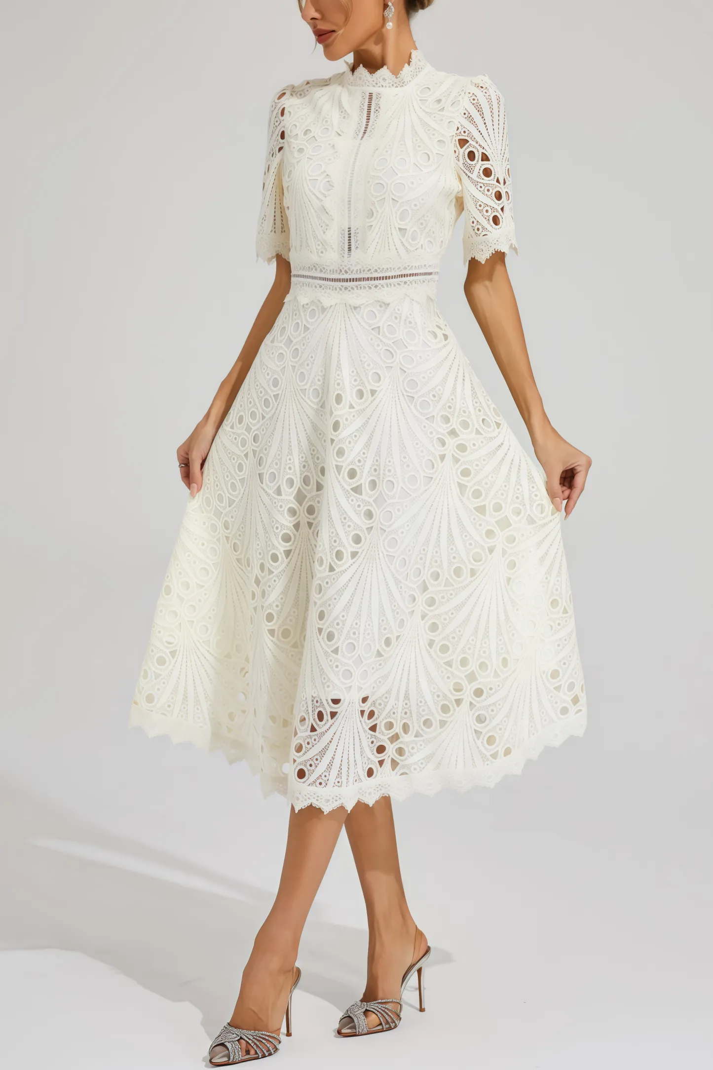 Debors White Cut Out Midi Dress