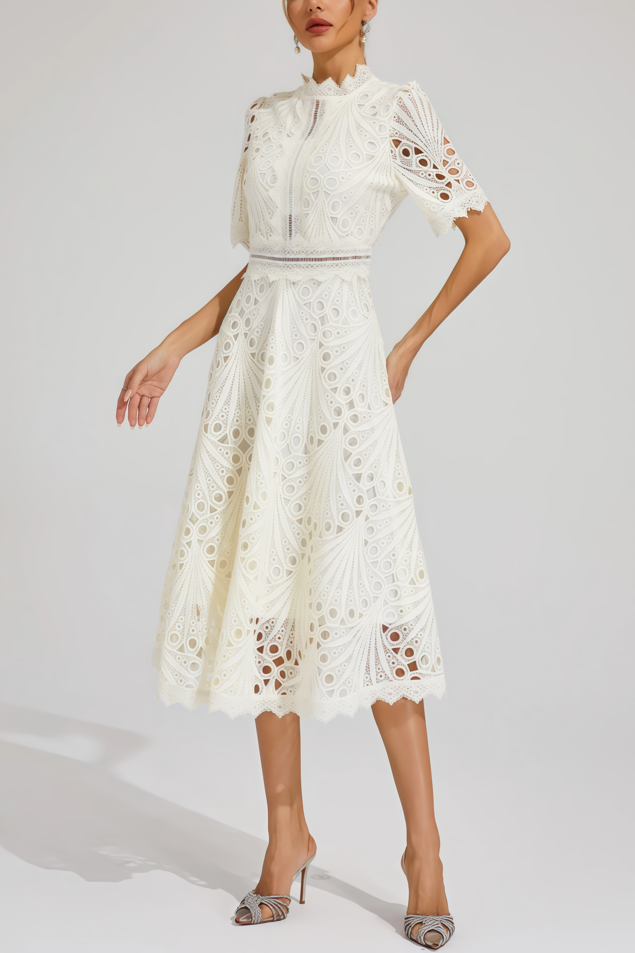 Debors White Cut Out Midi Dress