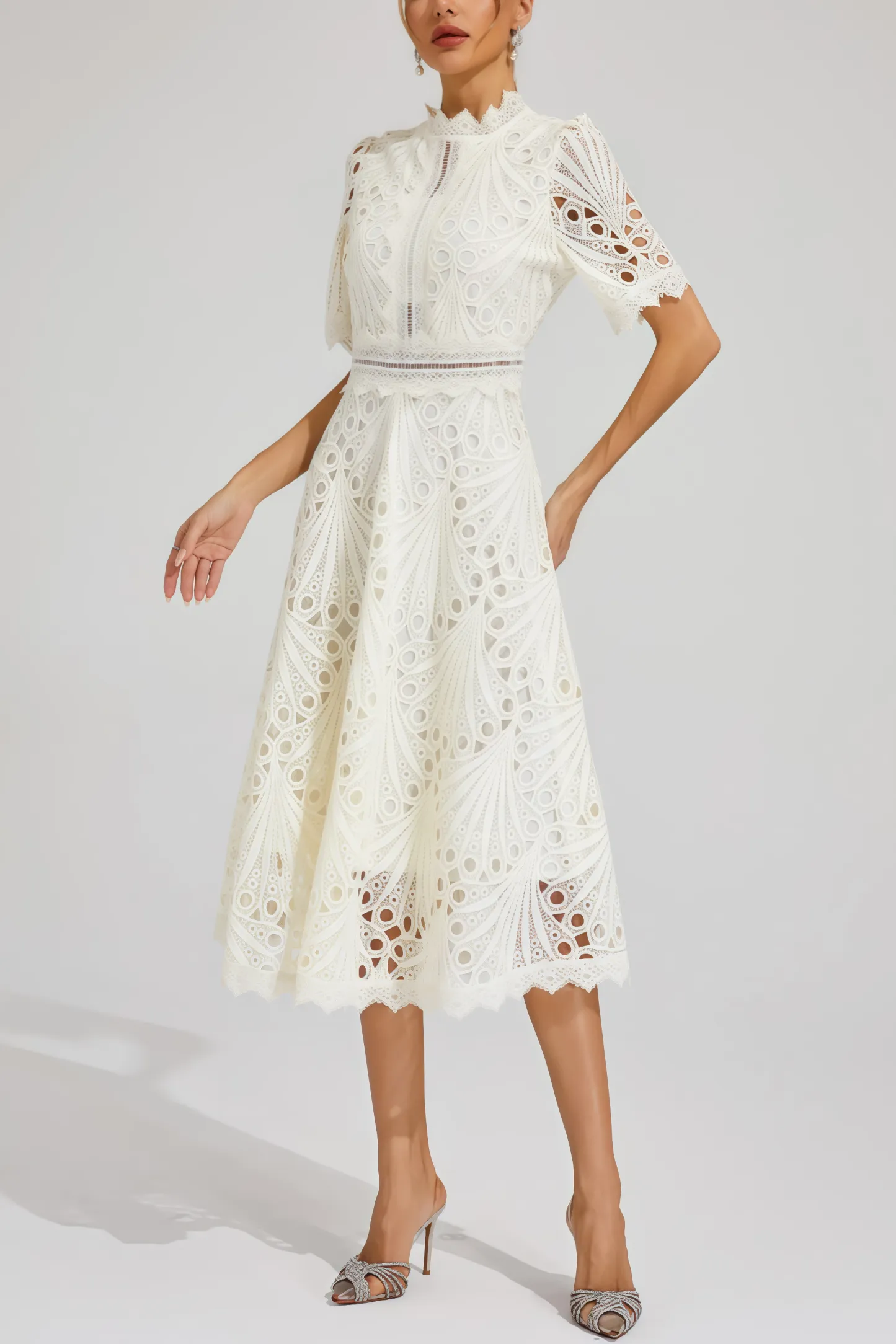 Debors White Cut Out Midi Dress