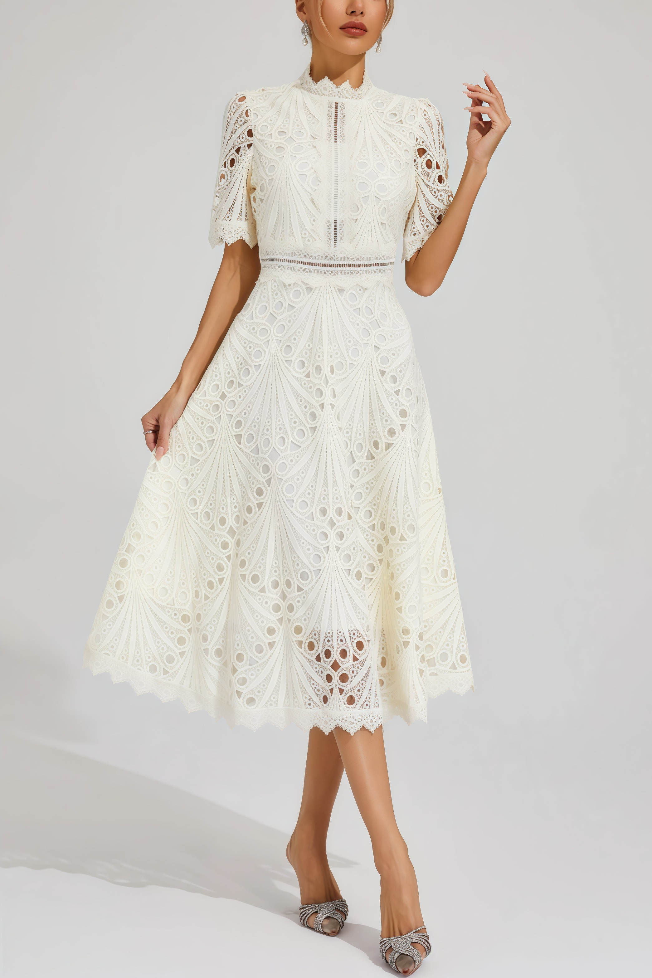 Debors White Cut Out Midi Dress