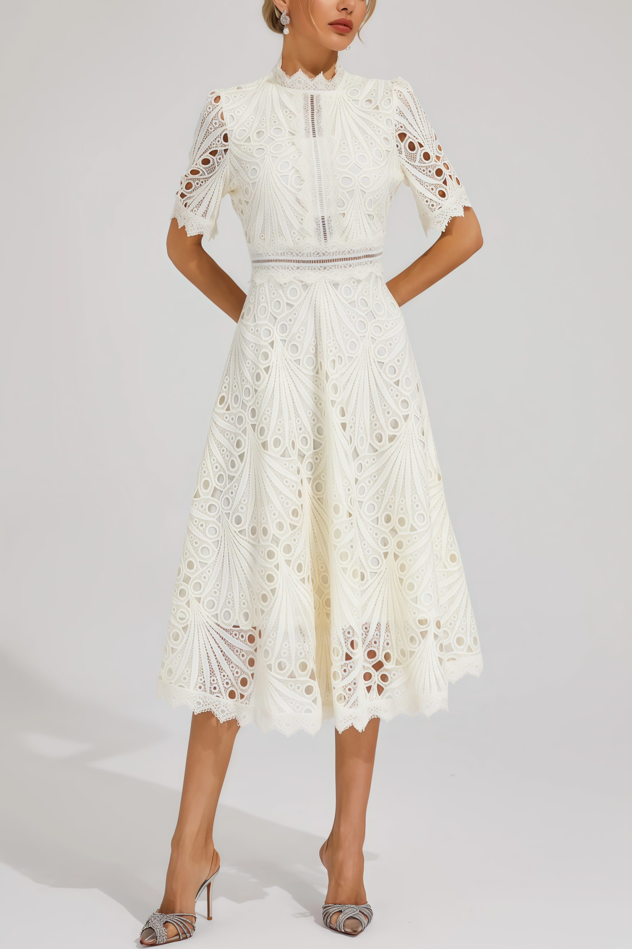 Debors White Cut Out Midi Dress