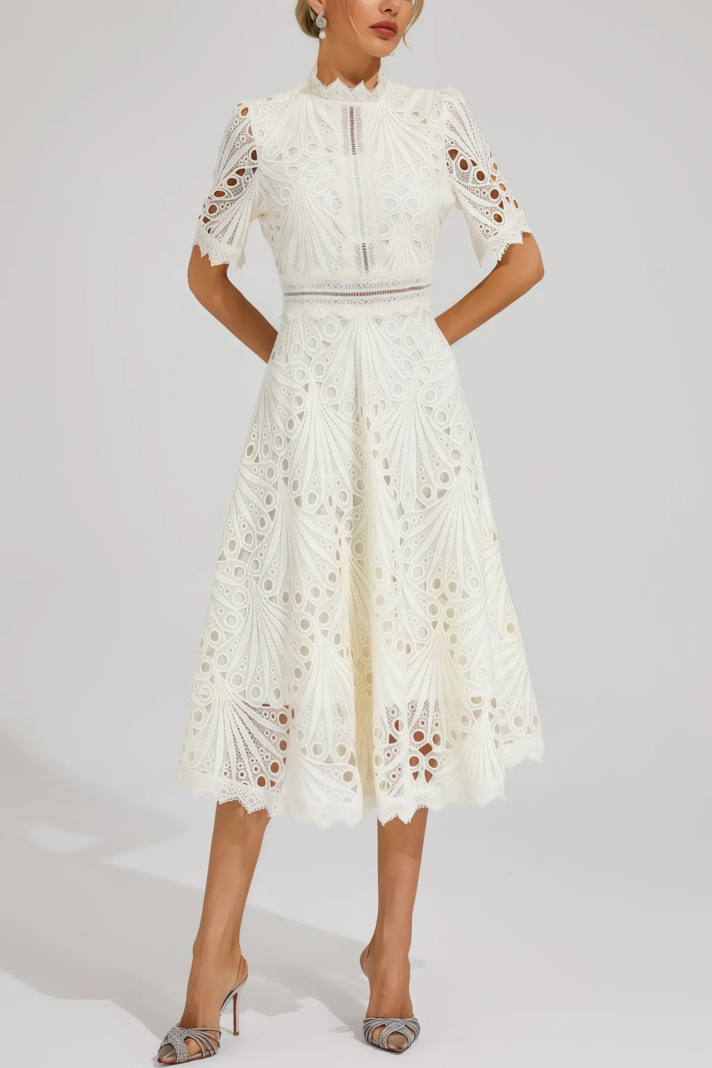 Debors White Cut Out Midi Dress