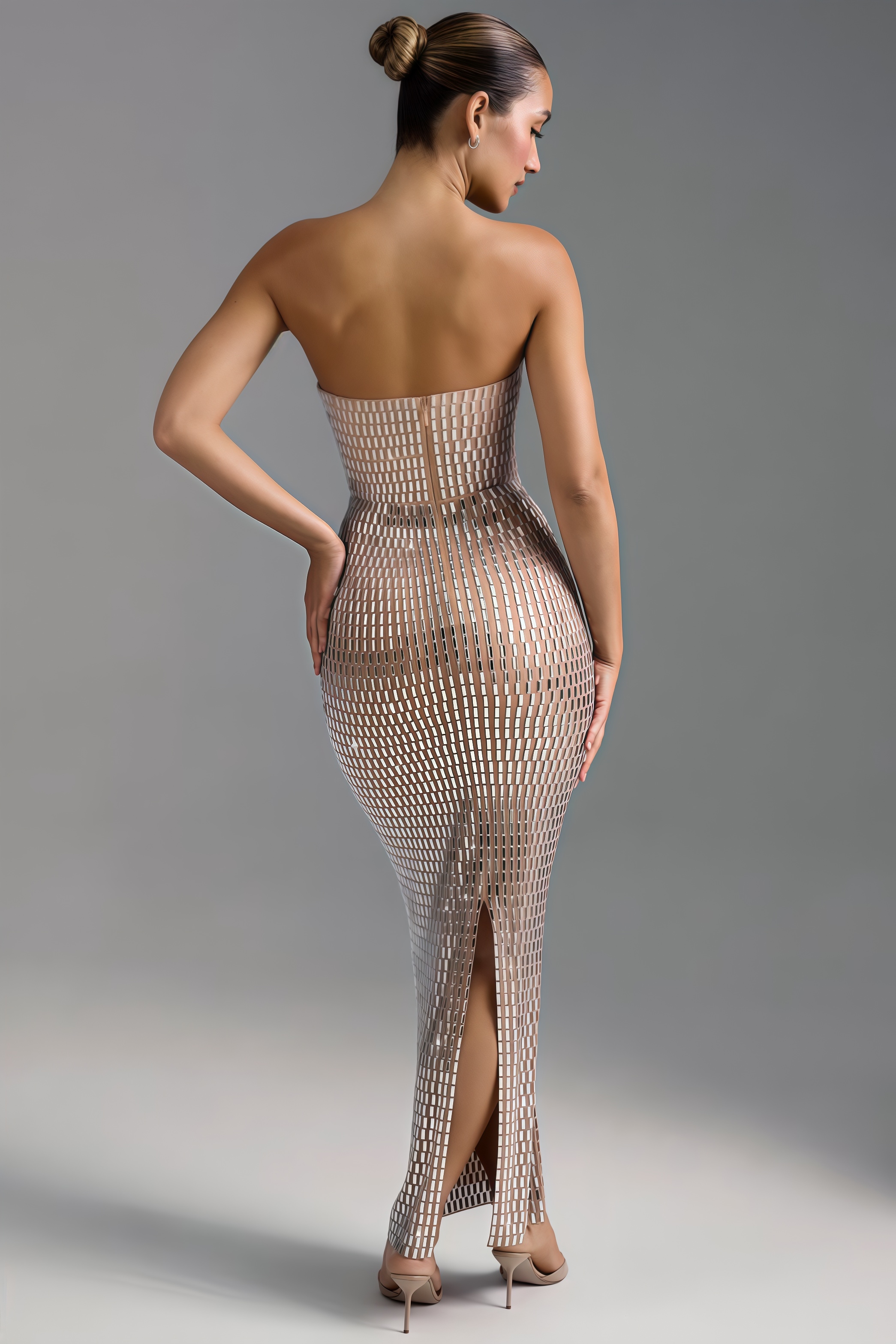 Cary Rhinestone Embellished Sheath Maxi Dress