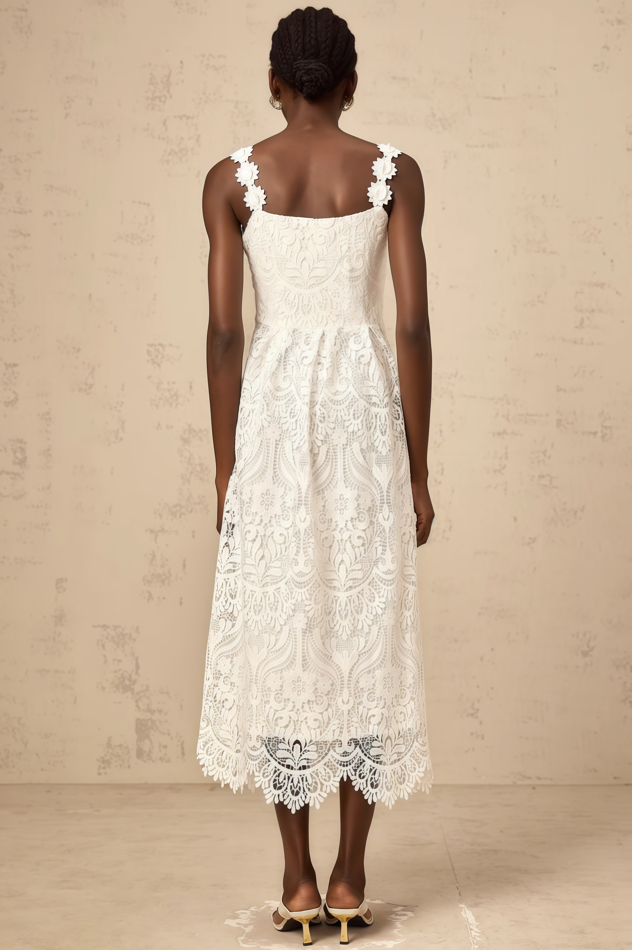 Harlin White Floral Lace Maxi Dress