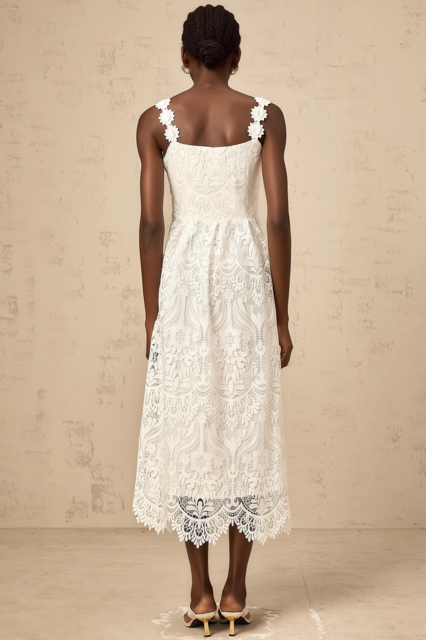 Harlin White Floral Lace Maxi Dress