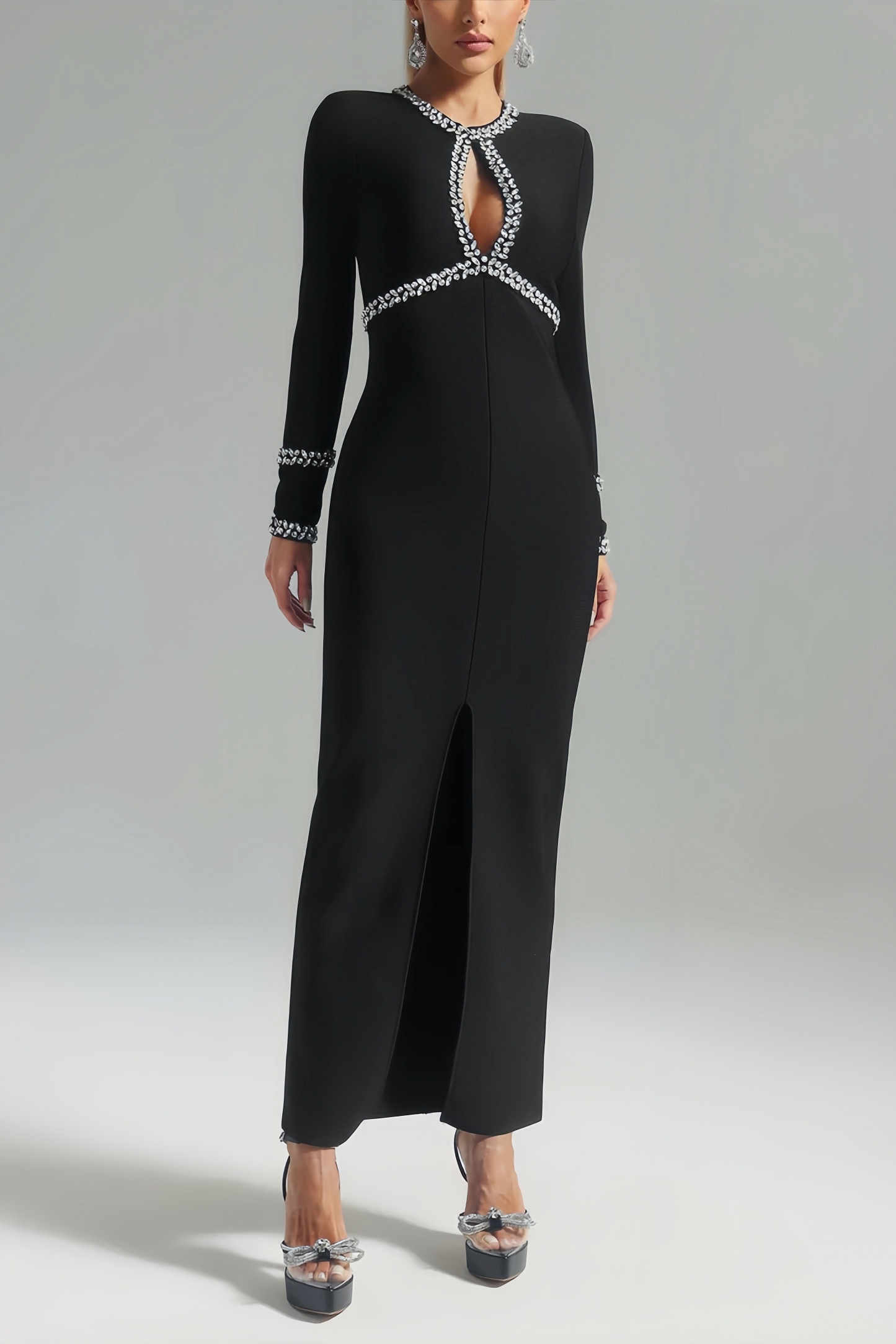 Kaci Diamond-encrusted Cutout Maxi Dress