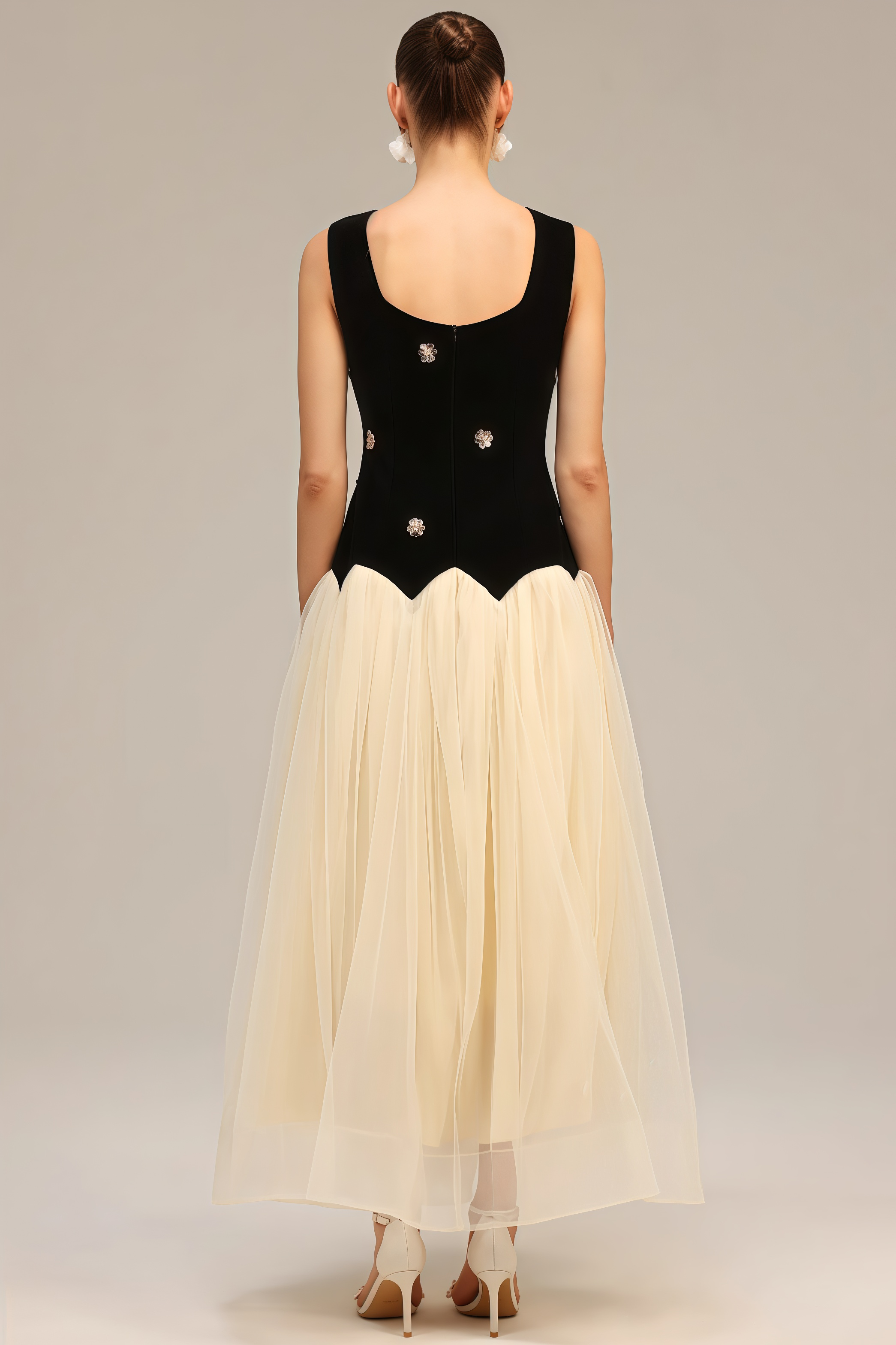 Halcylt Sleeveless Sequin Flowers Maxi Dress