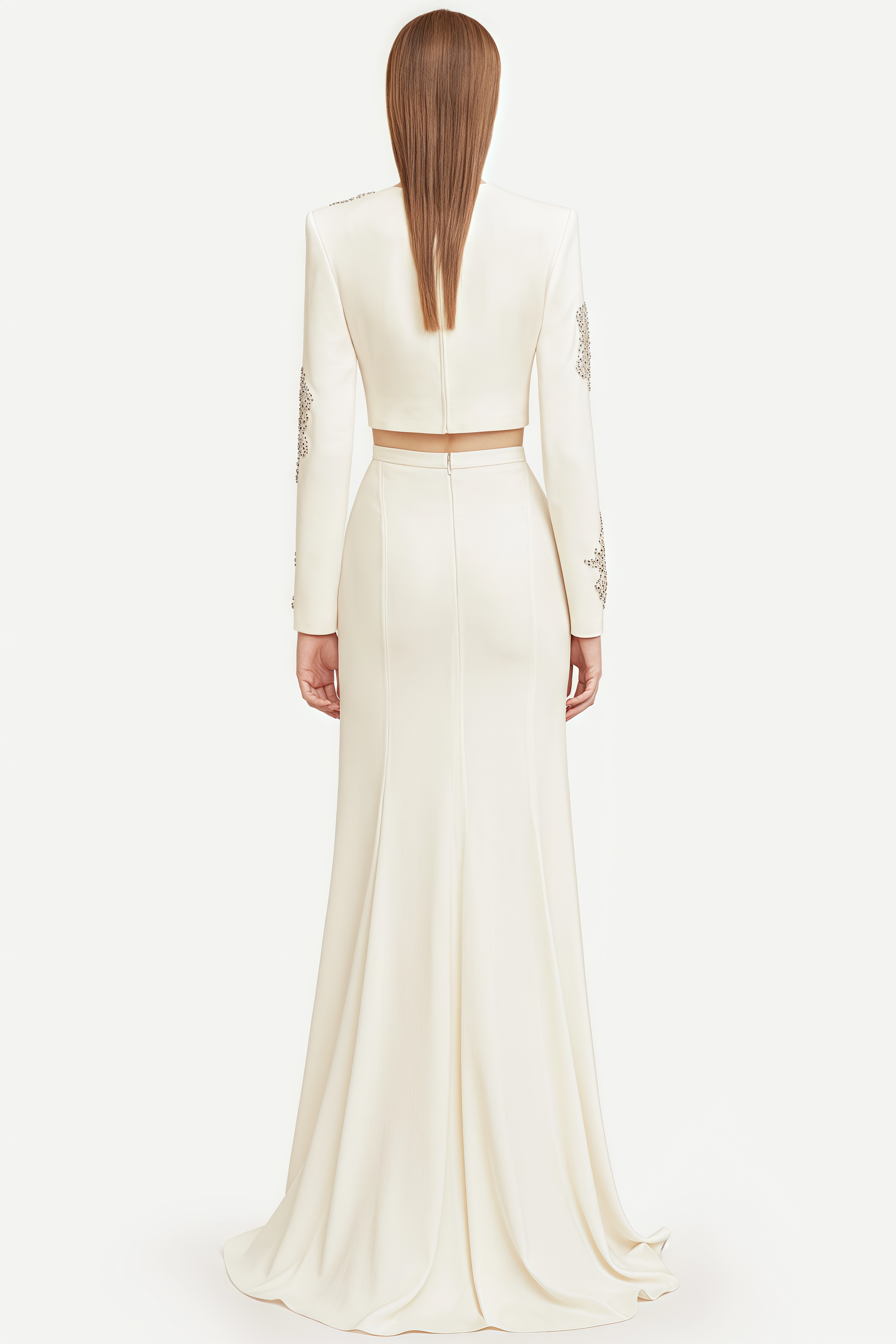 Sebast White Diamond-Studded Maxi Dress Set