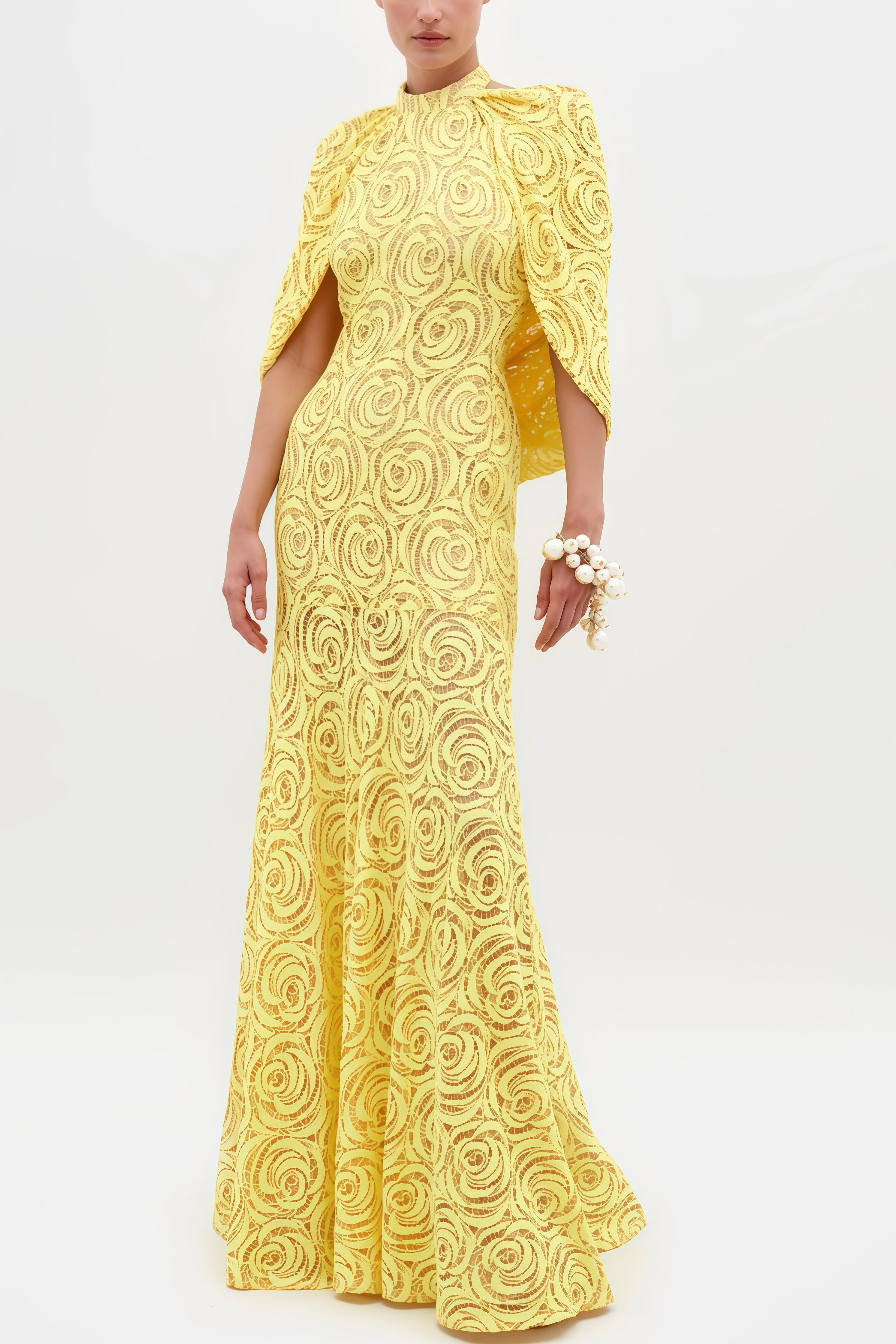 Ann Embroidered Shawl Midi Dress