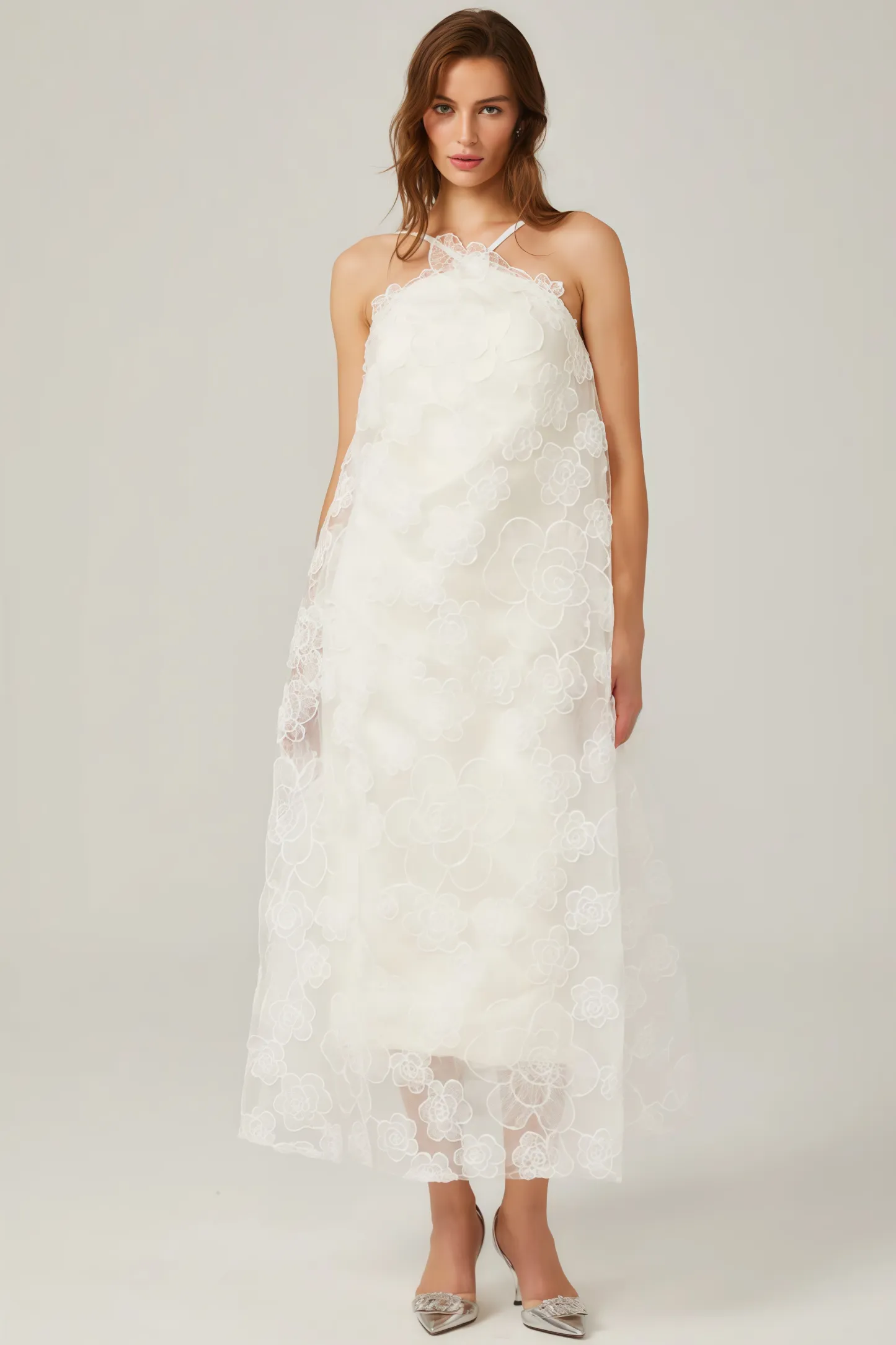 Eamon Neckless Backless Mesh Midi Dress