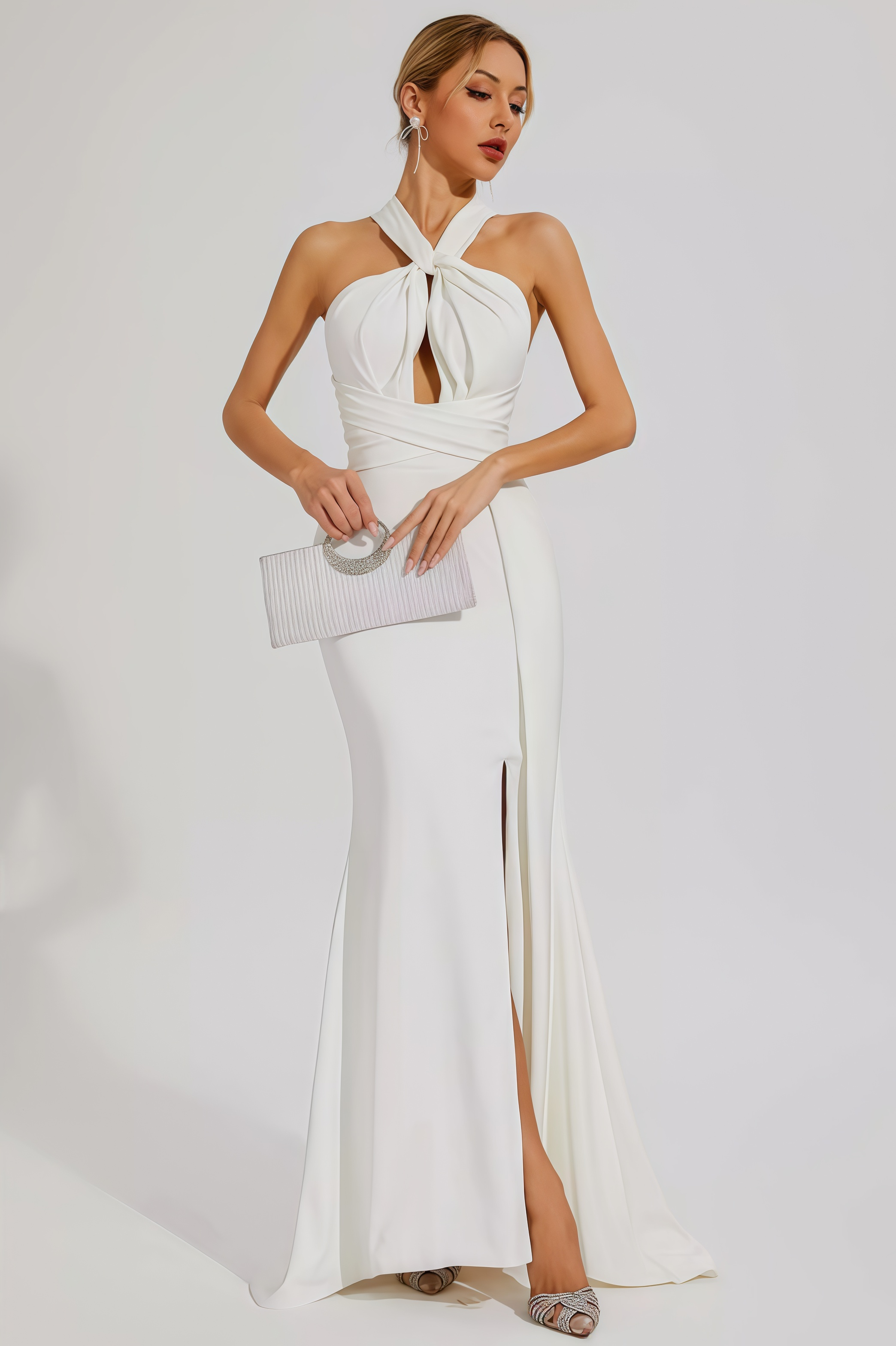 Griffin Hanging Neck Backless Maxi Dress