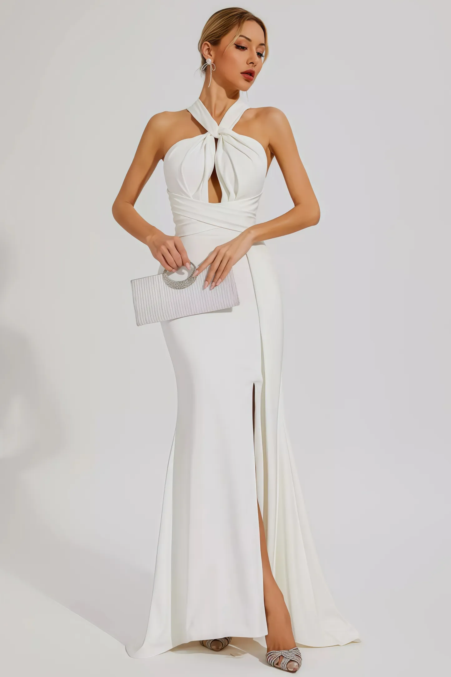 Griffin Hanging Neck Backless Maxi Dress