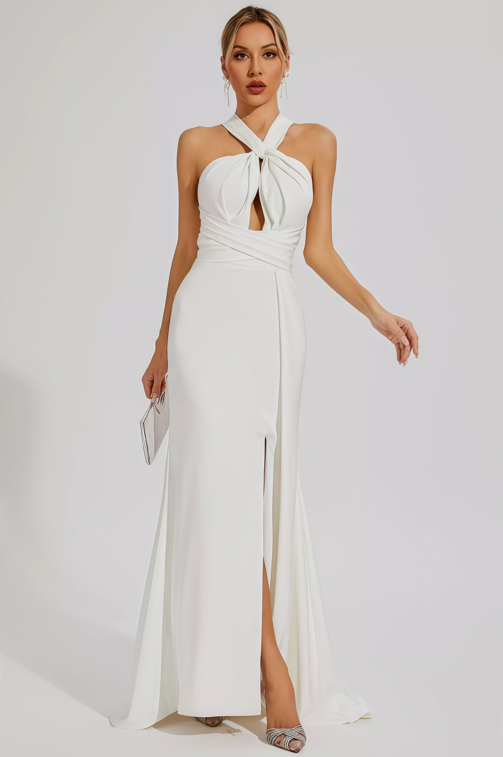 Griffin Hanging Neck Backless Maxi Dress