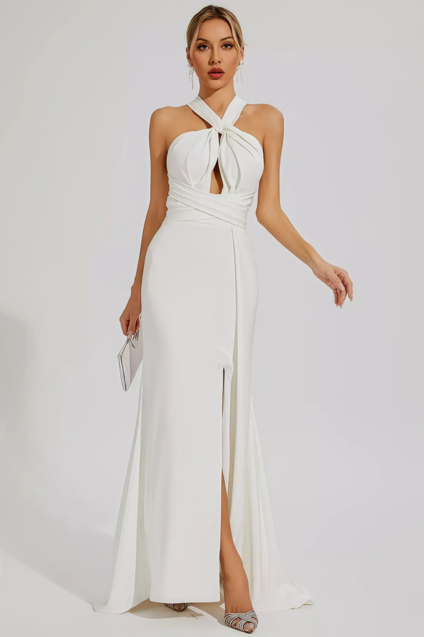 Griffin Hanging Neck Backless Maxi Dress