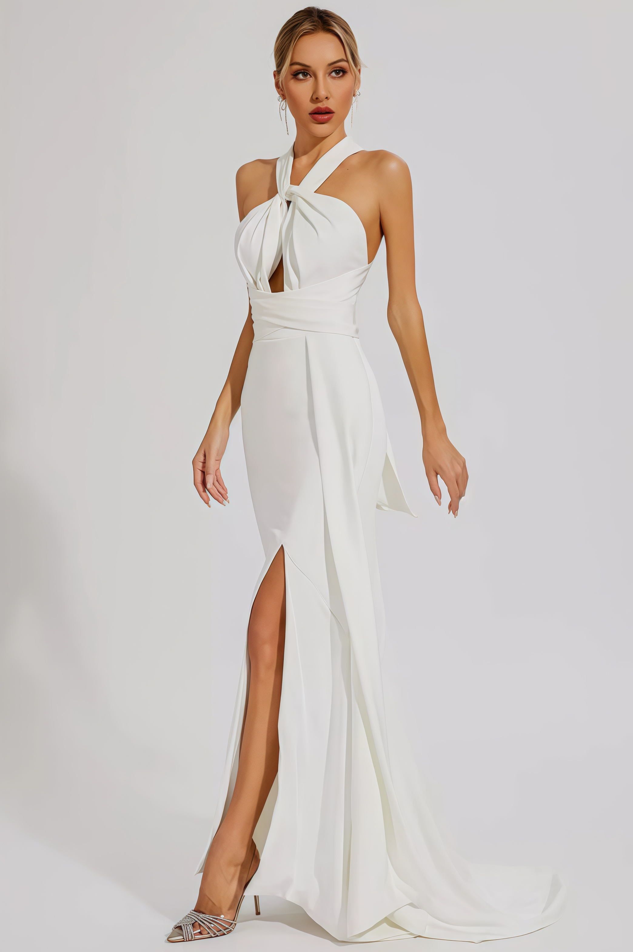 Griffin Hanging Neck Backless Maxi Dress