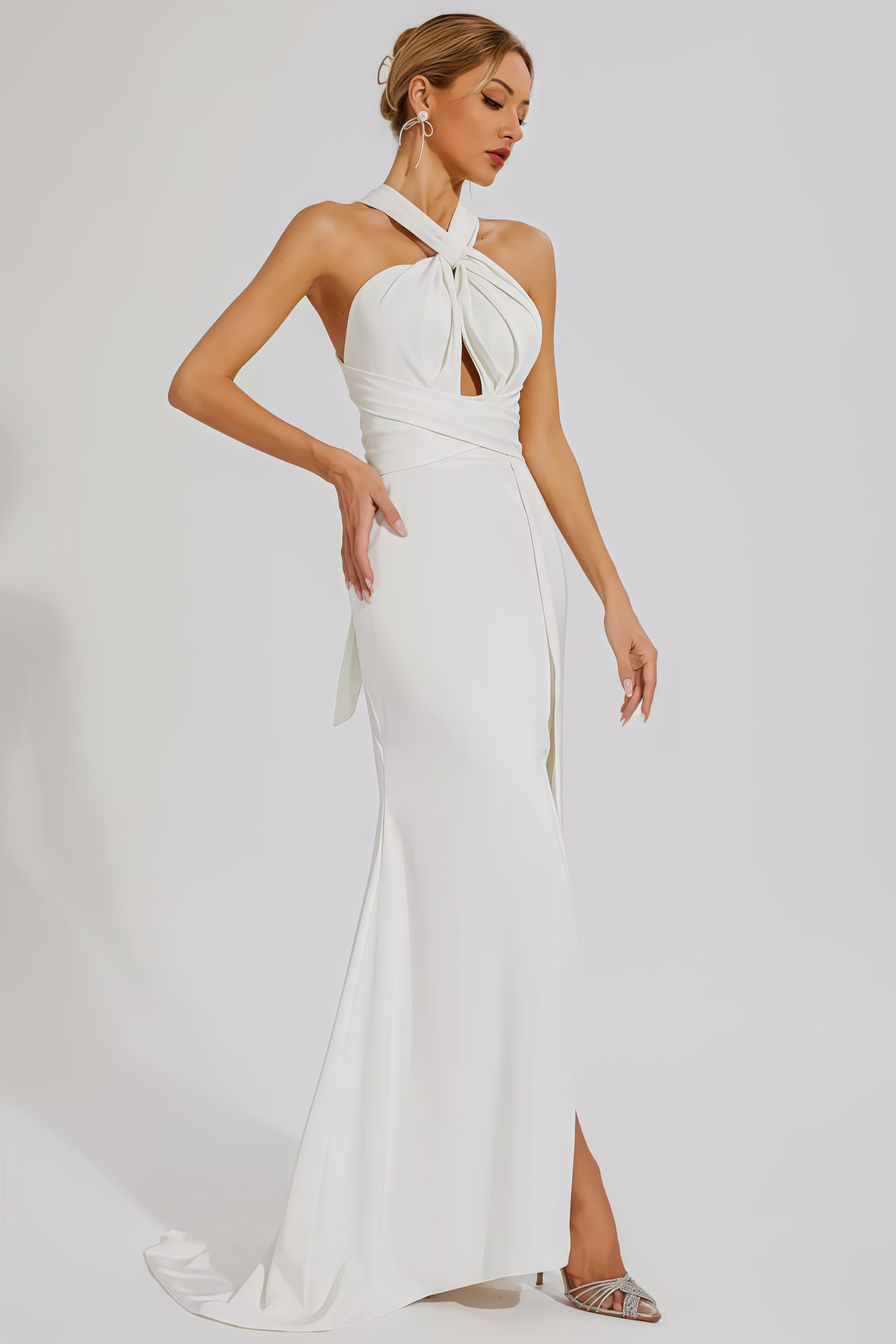 Griffin Hanging Neck Backless Maxi Dress