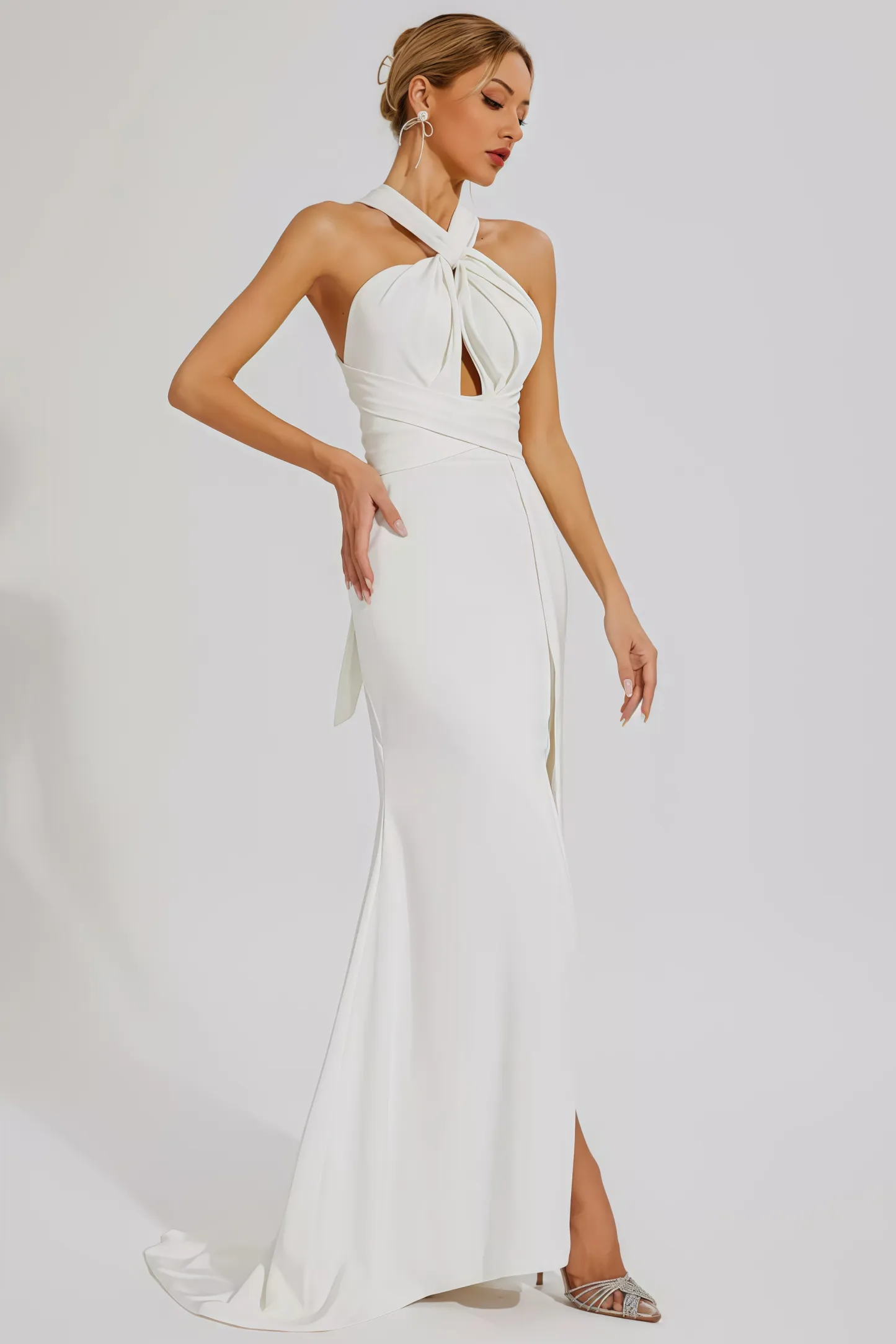 Griffin Hanging Neck Backless Maxi Dress