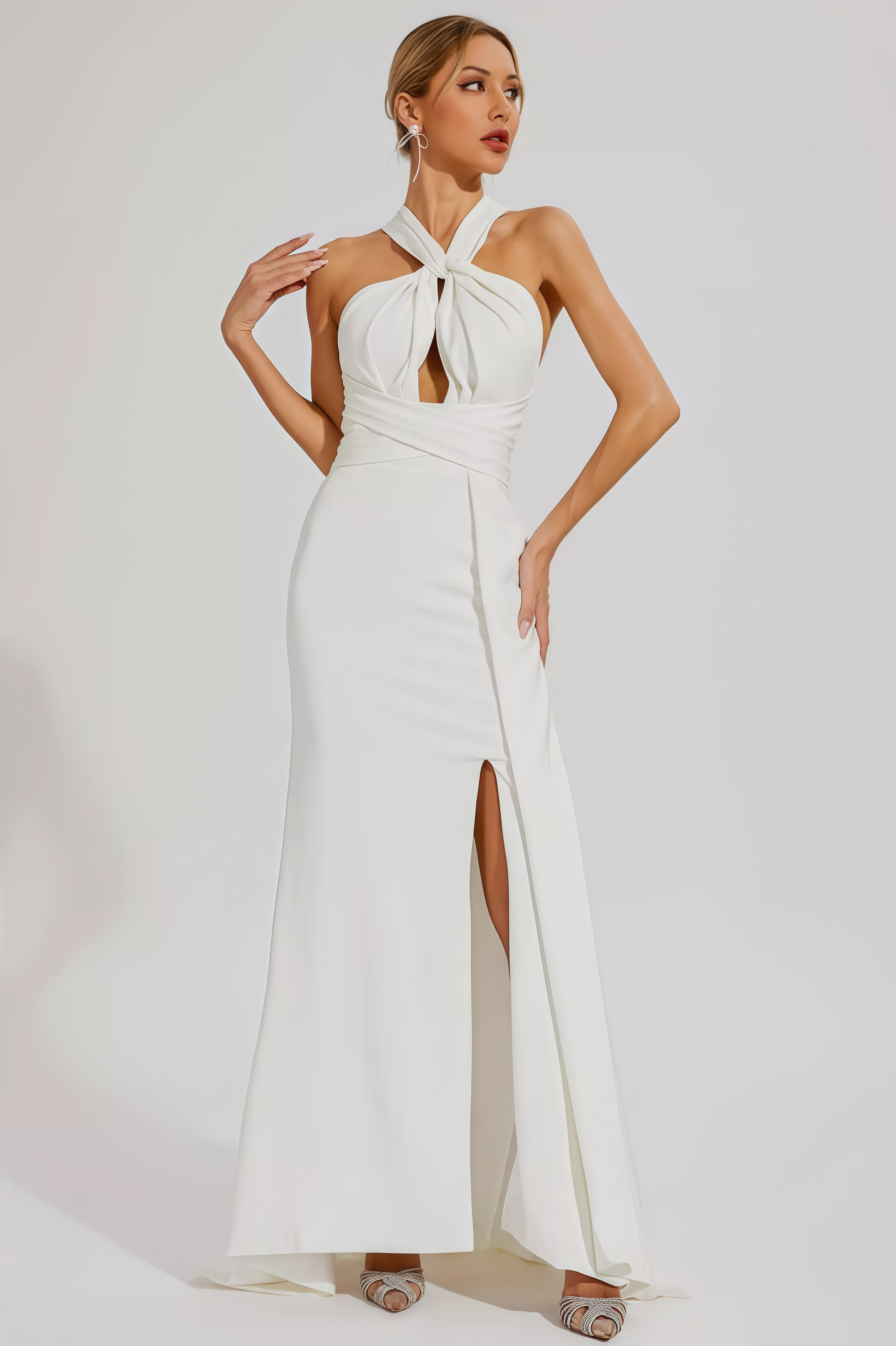 Griffin Hanging Neck Backless Maxi Dress