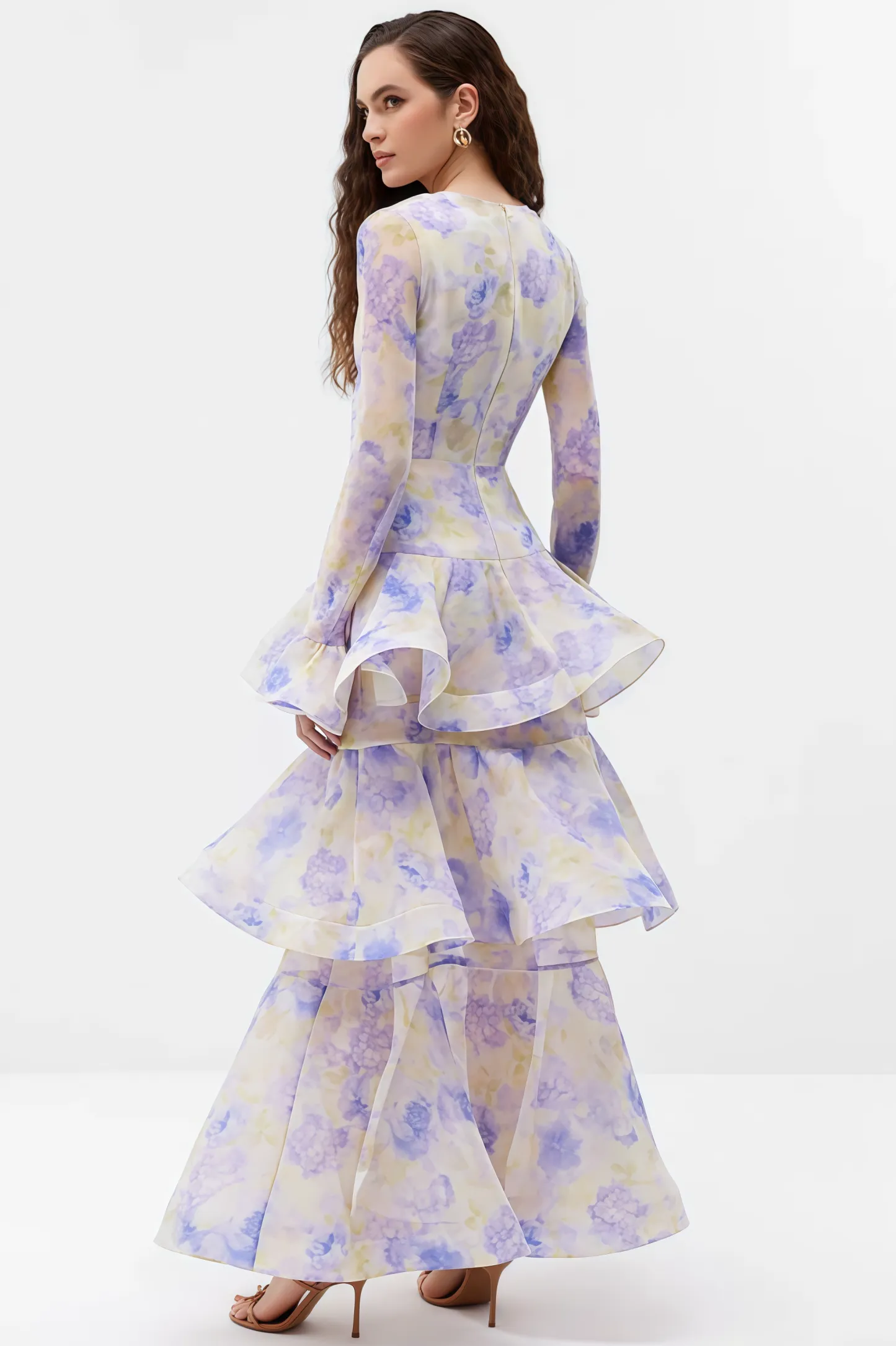 Olenf V-neck Printed Cake Maxi Dress
