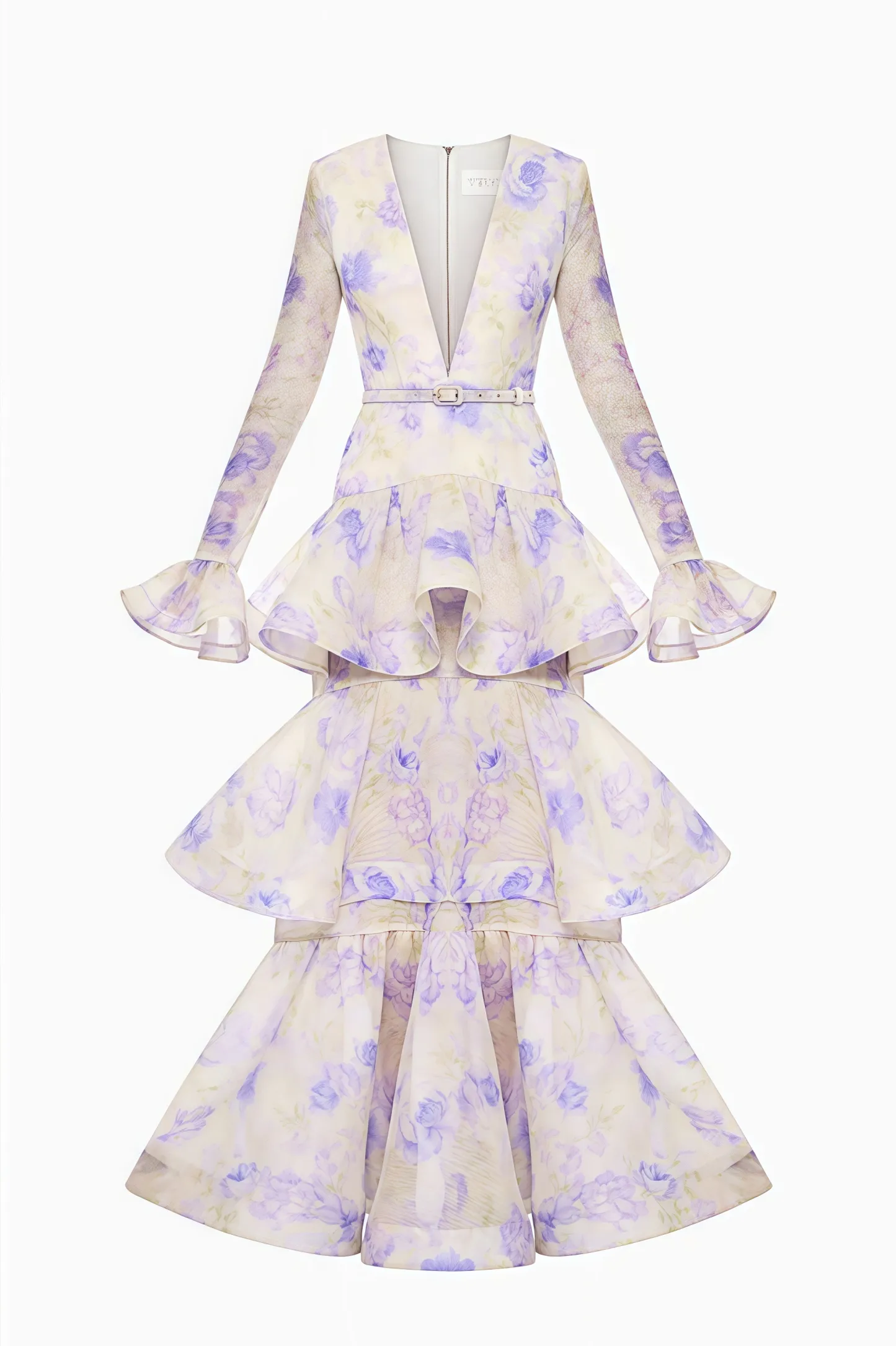 Olenf V-neck Printed Cake Maxi Dress