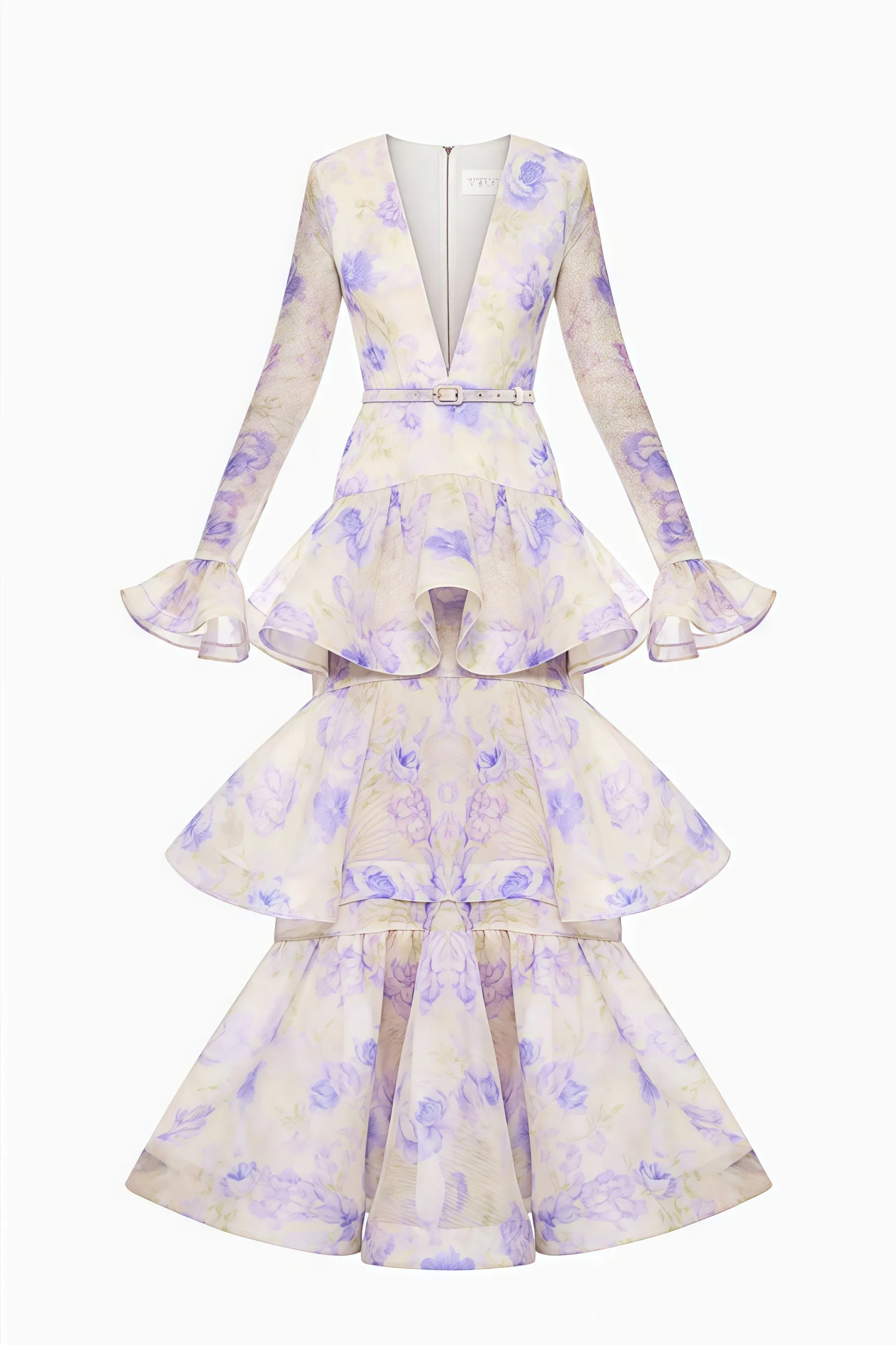 Olenf V-neck Printed Cake Maxi Dress
