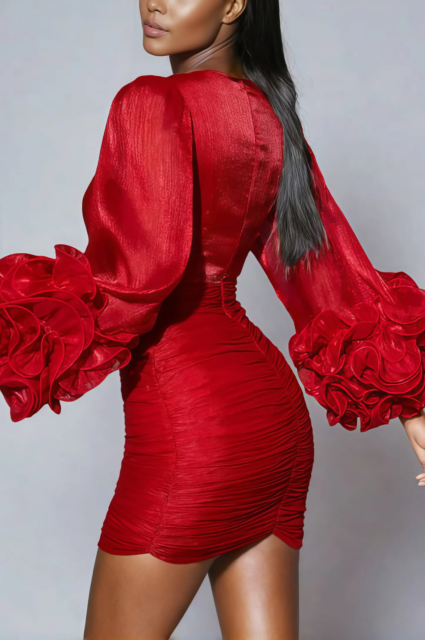 Kani V-Neck Petal Sleeve Mini Dress