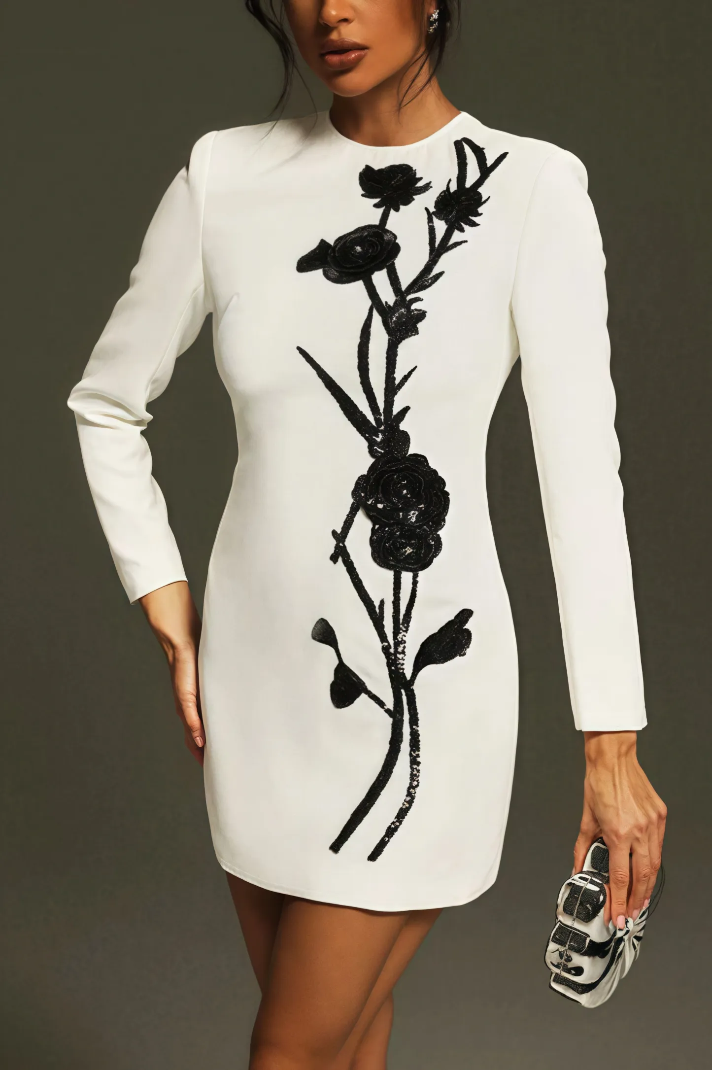 Nala Nail Bead Embroidery Floral Mini Dress