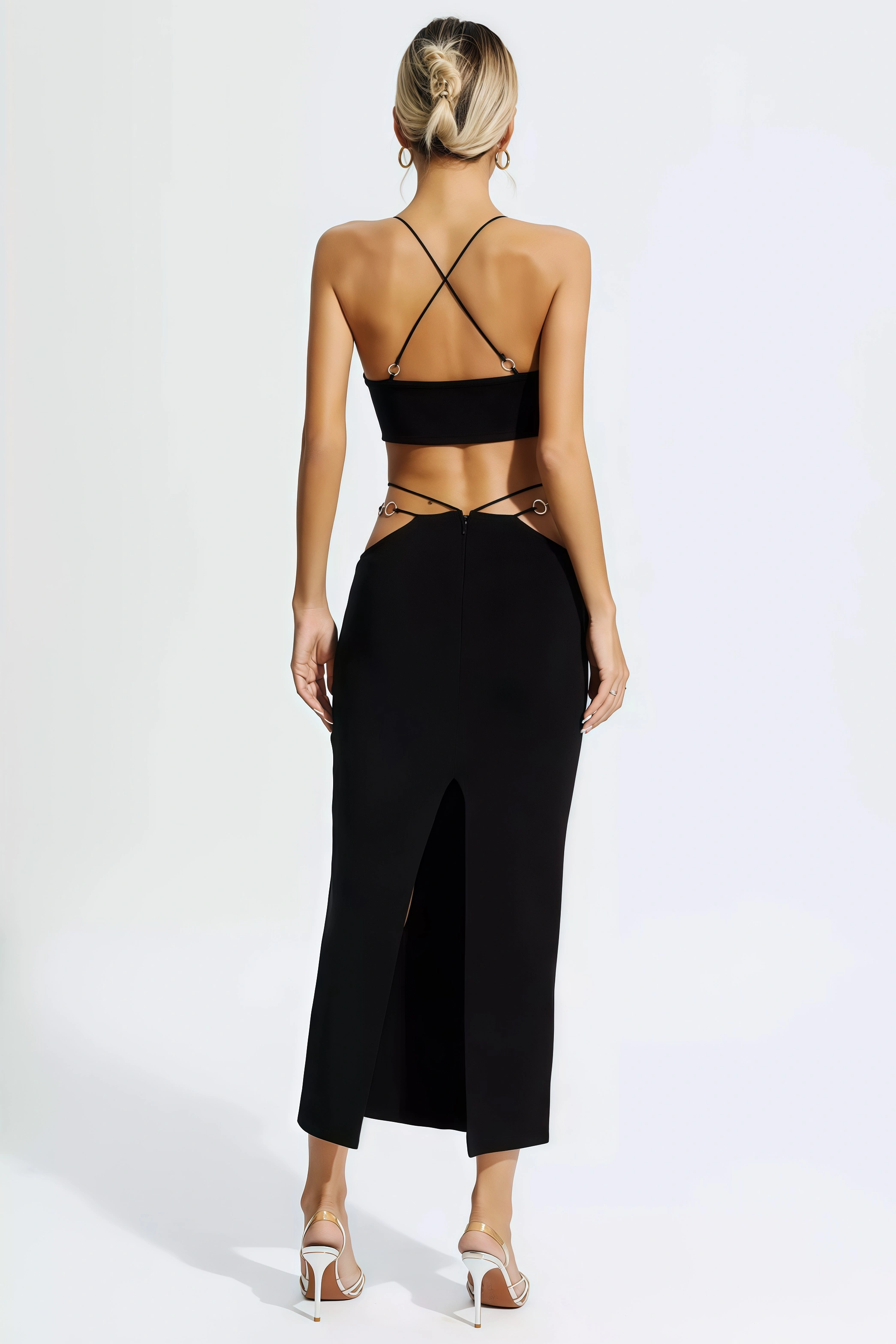 Belle Black Bandage Slip Maxi Dress