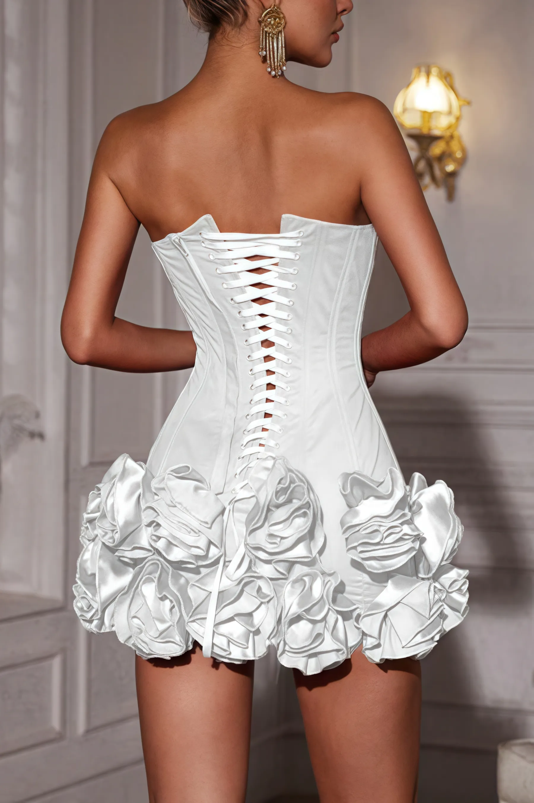 Xerxes Strapless Flower Mini Dress