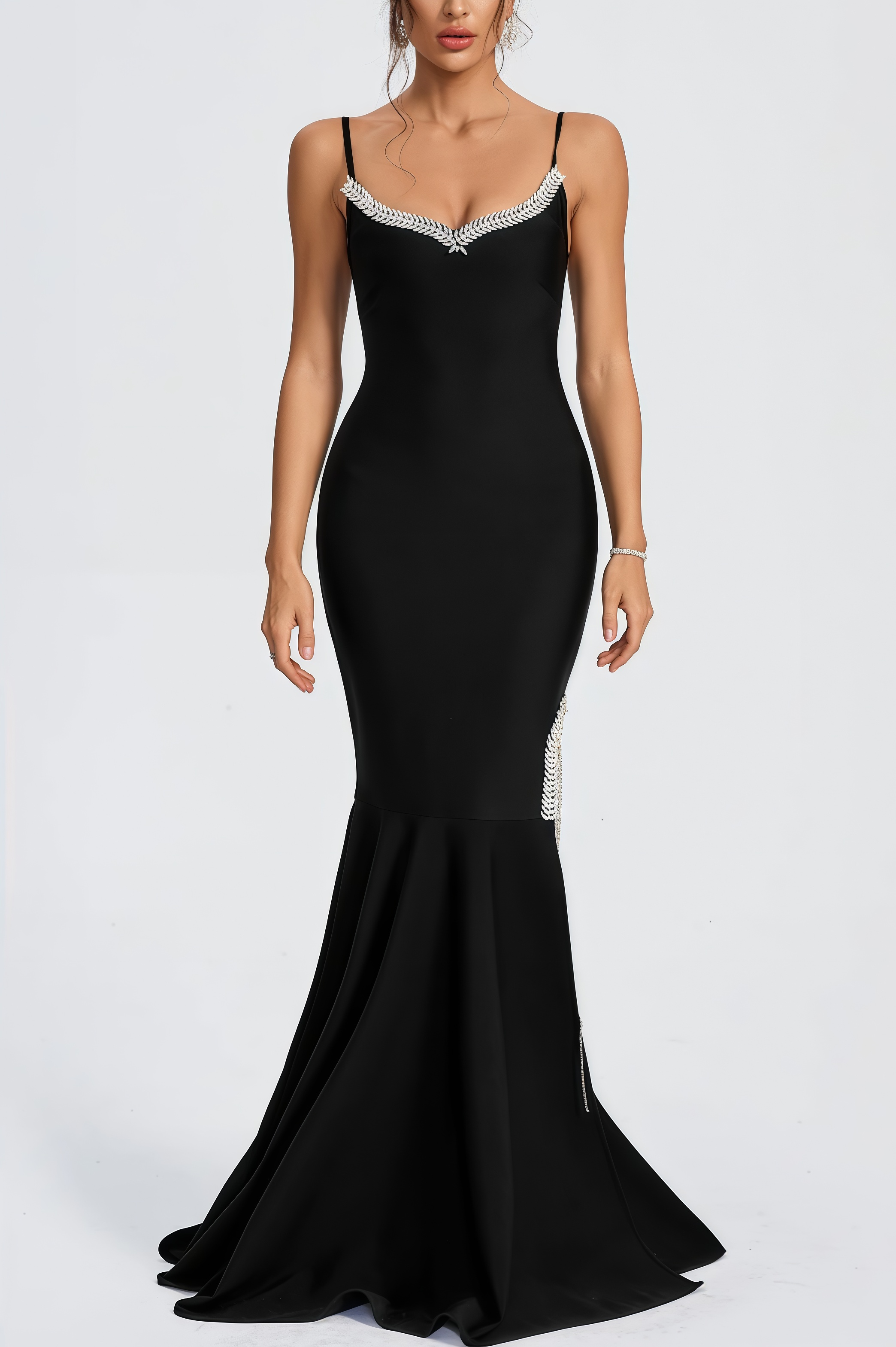 Cyrus Black Tassel Fringe Maxi Dress