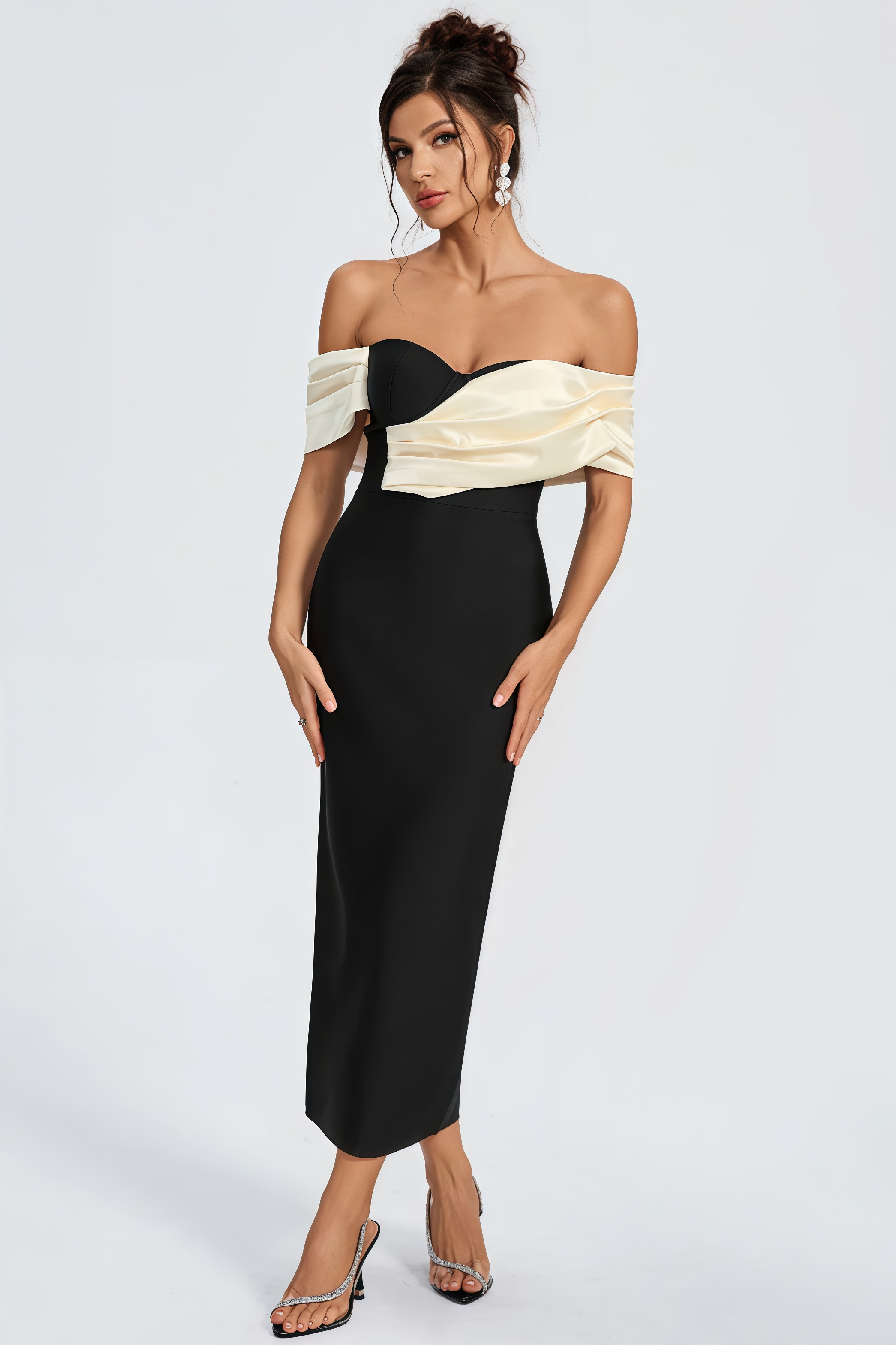 Edw Off Shoulder Bandage Midi Dress