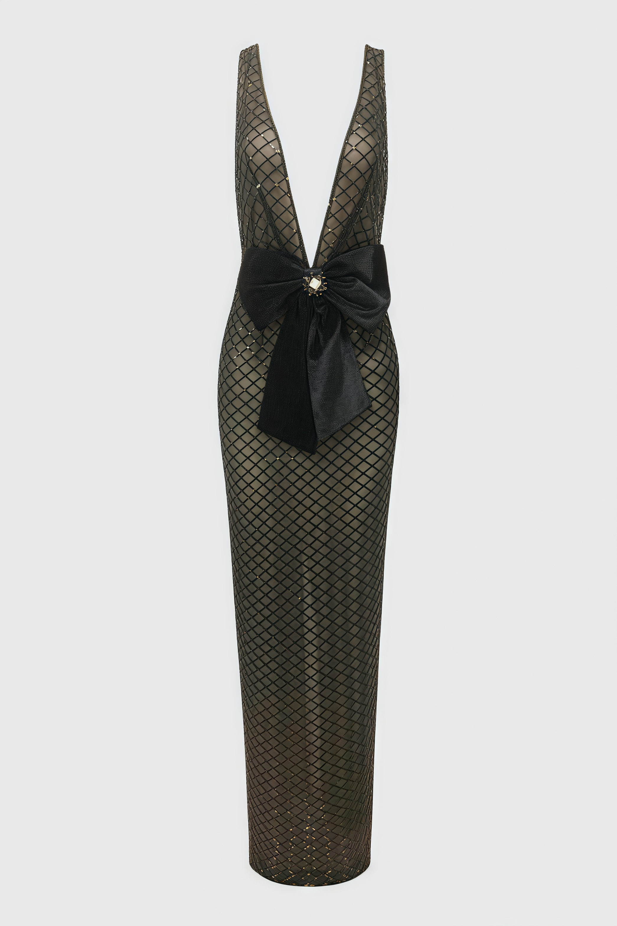 Eugenan Mesh Sequin Black Maxi Dress