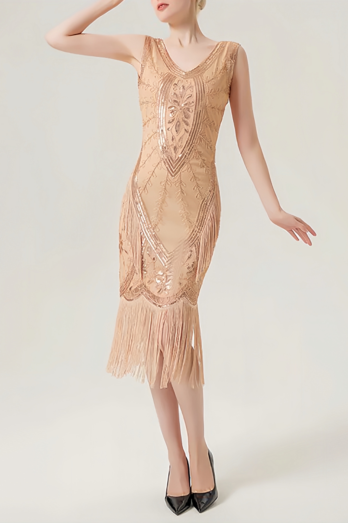 Jana Pink Fringe Midi Dress