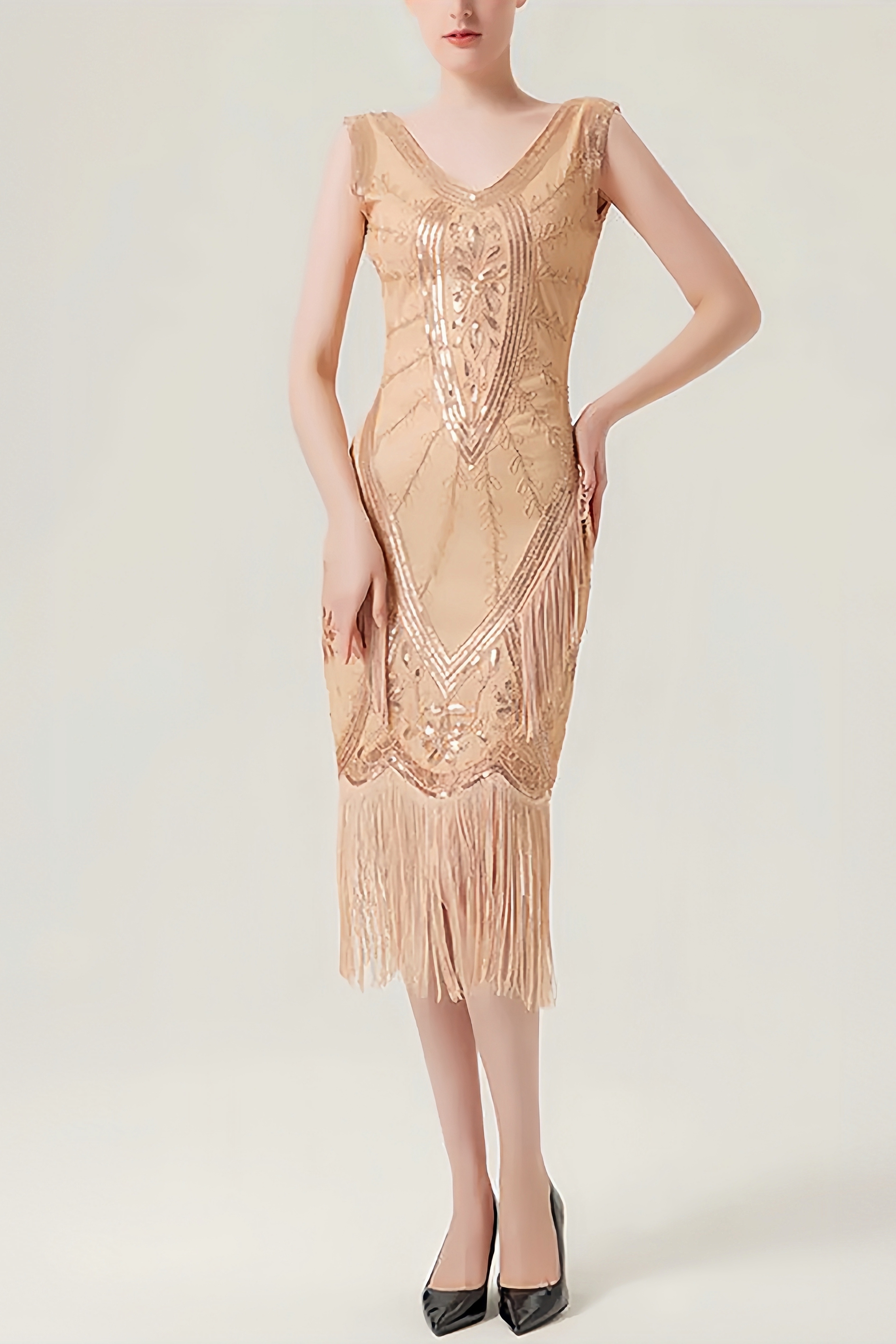 Jana Pink Fringe Midi Dress