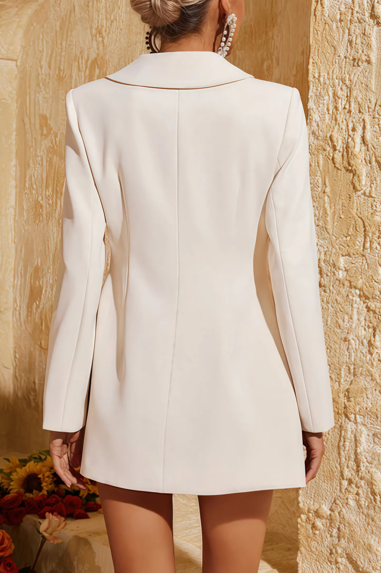 Eowyne Long Sleeve Button Up Flower Blazer