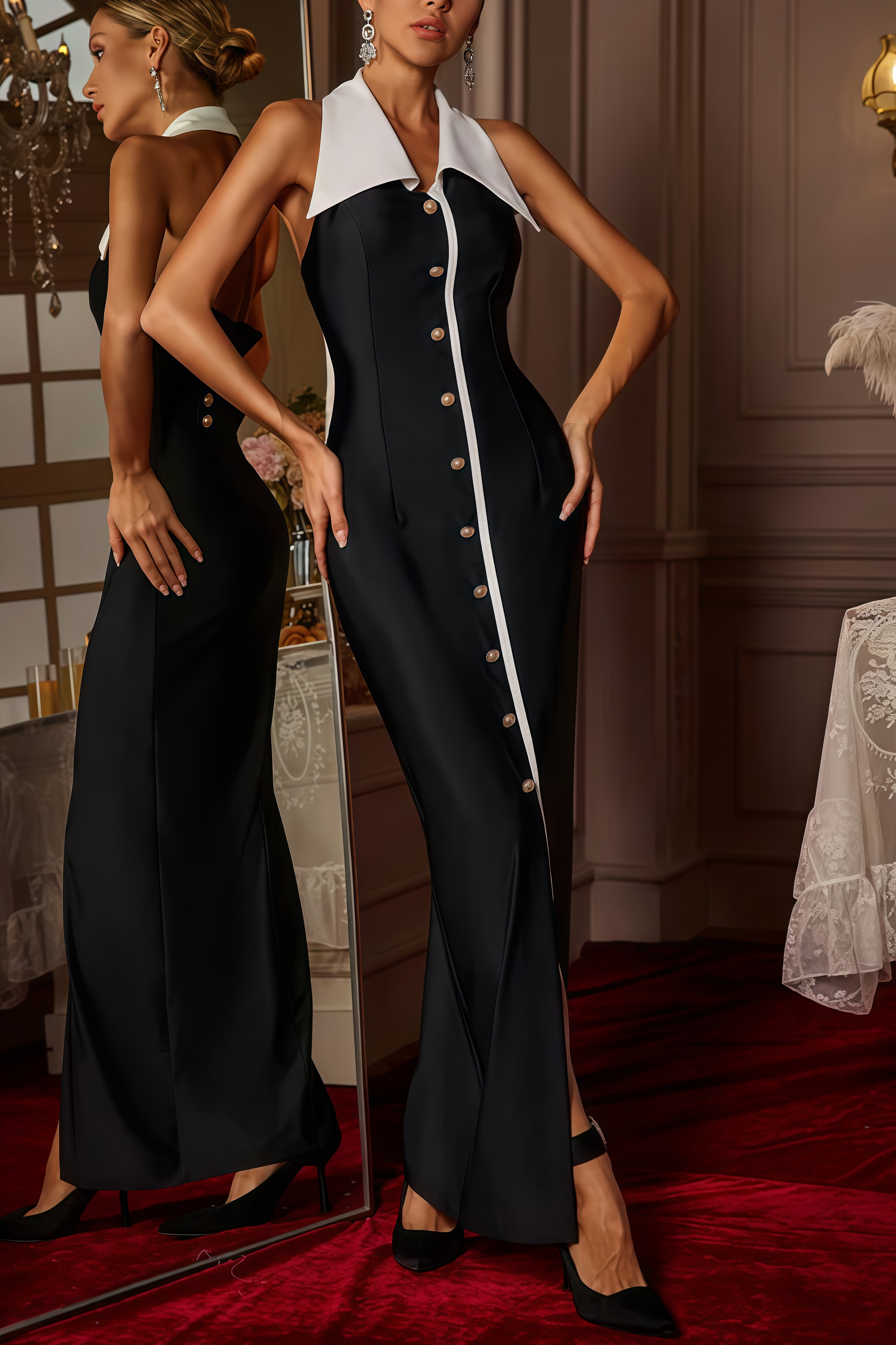 Alira Buttoned One-Step Maxi Dress