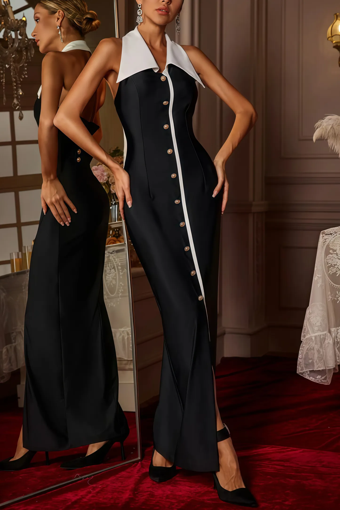 Alira Buttoned One-Step Maxi Dress