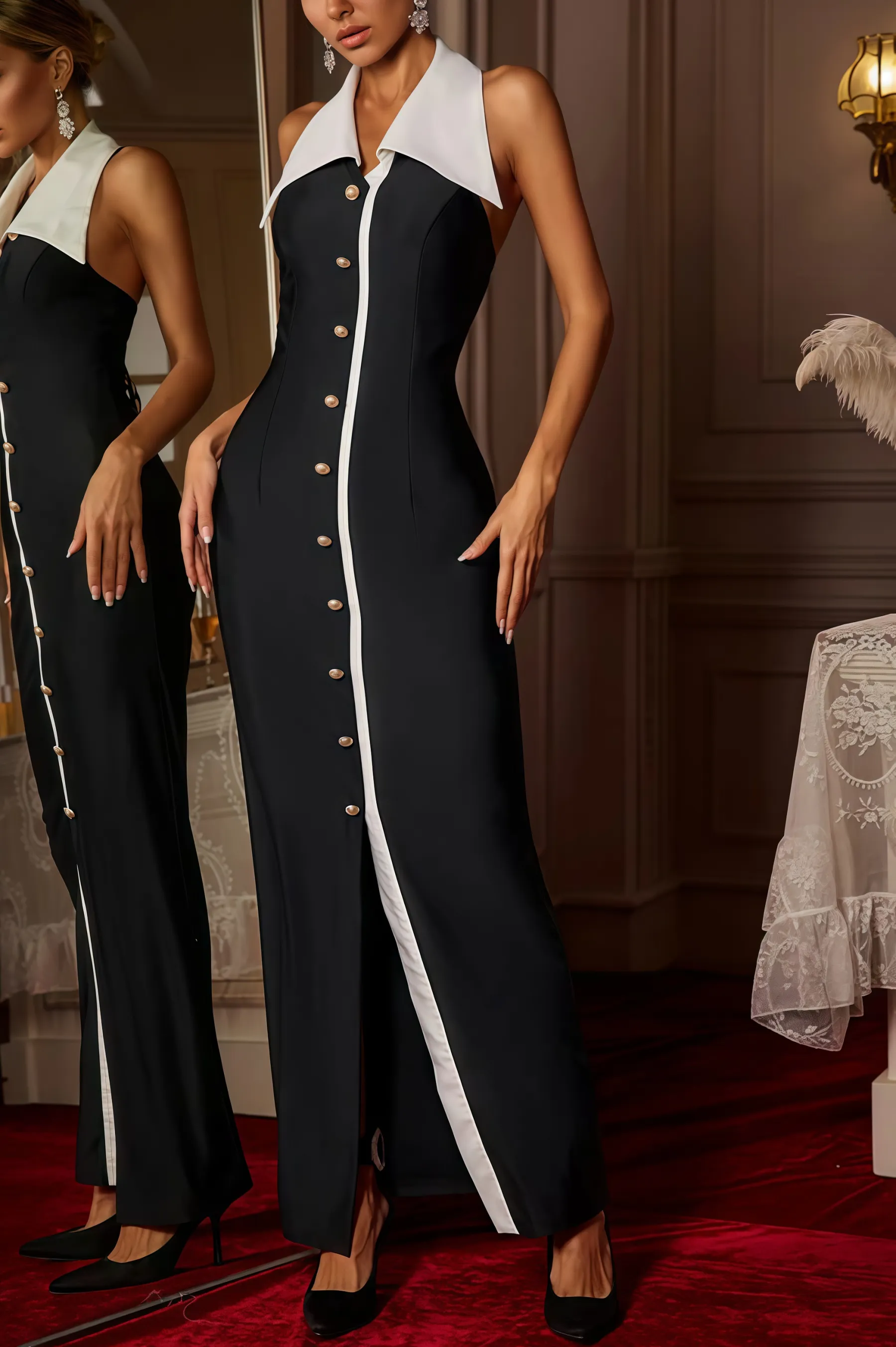 Alira Buttoned One-Step Maxi Dress