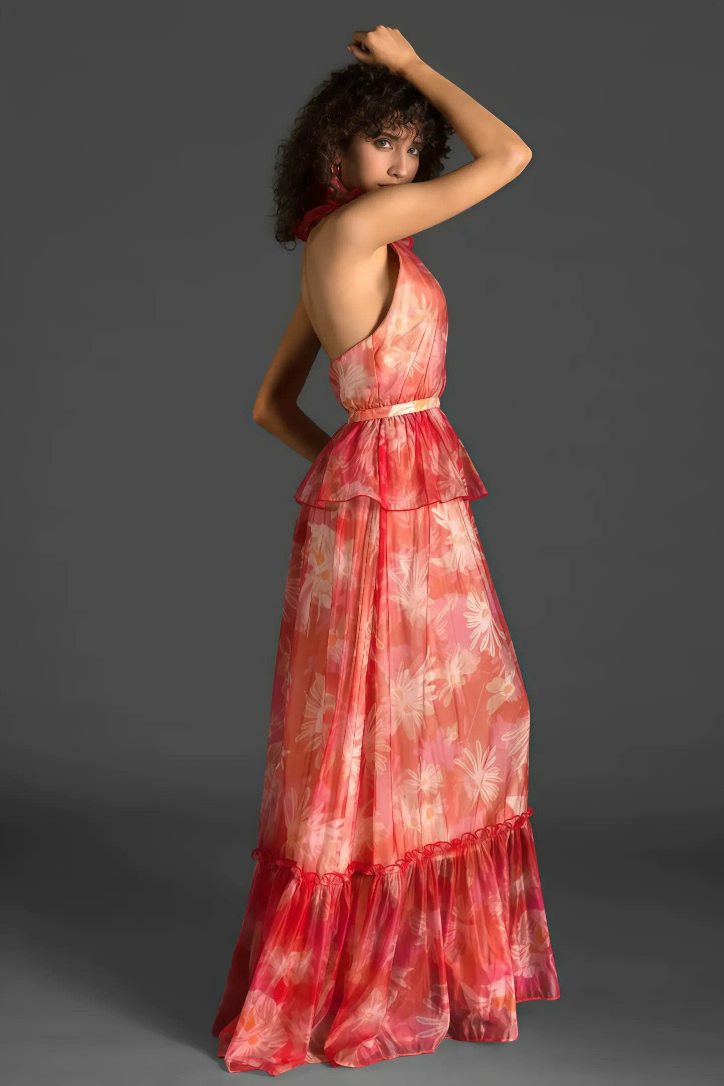 Pia V-Neck Ruffle Maxi Dress