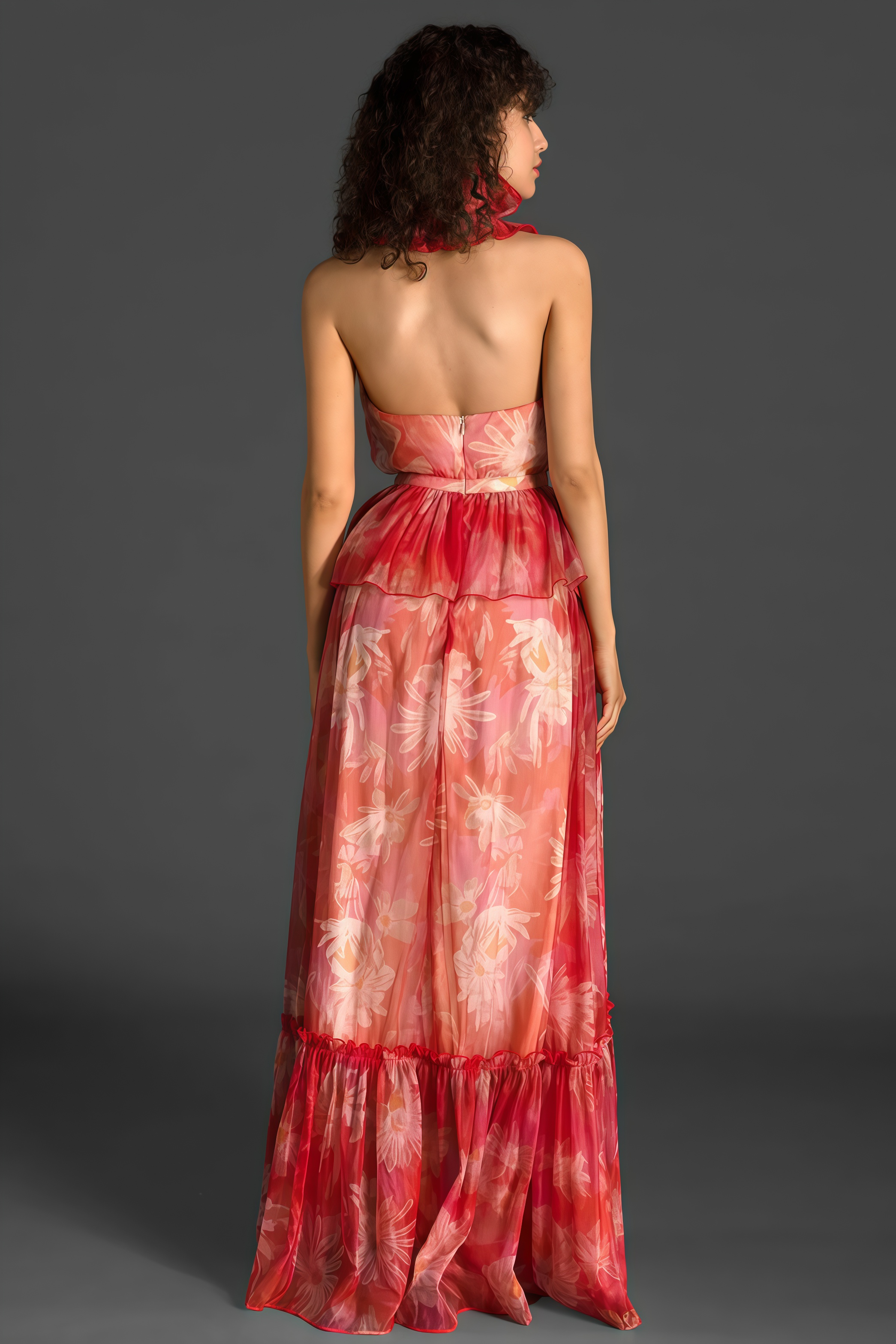 Pia V-Neck Ruffle Maxi Dress