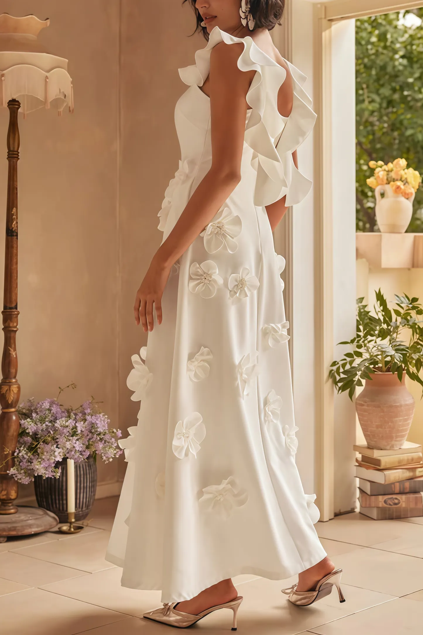 Ismay Spliced Appliques Maxi Dress