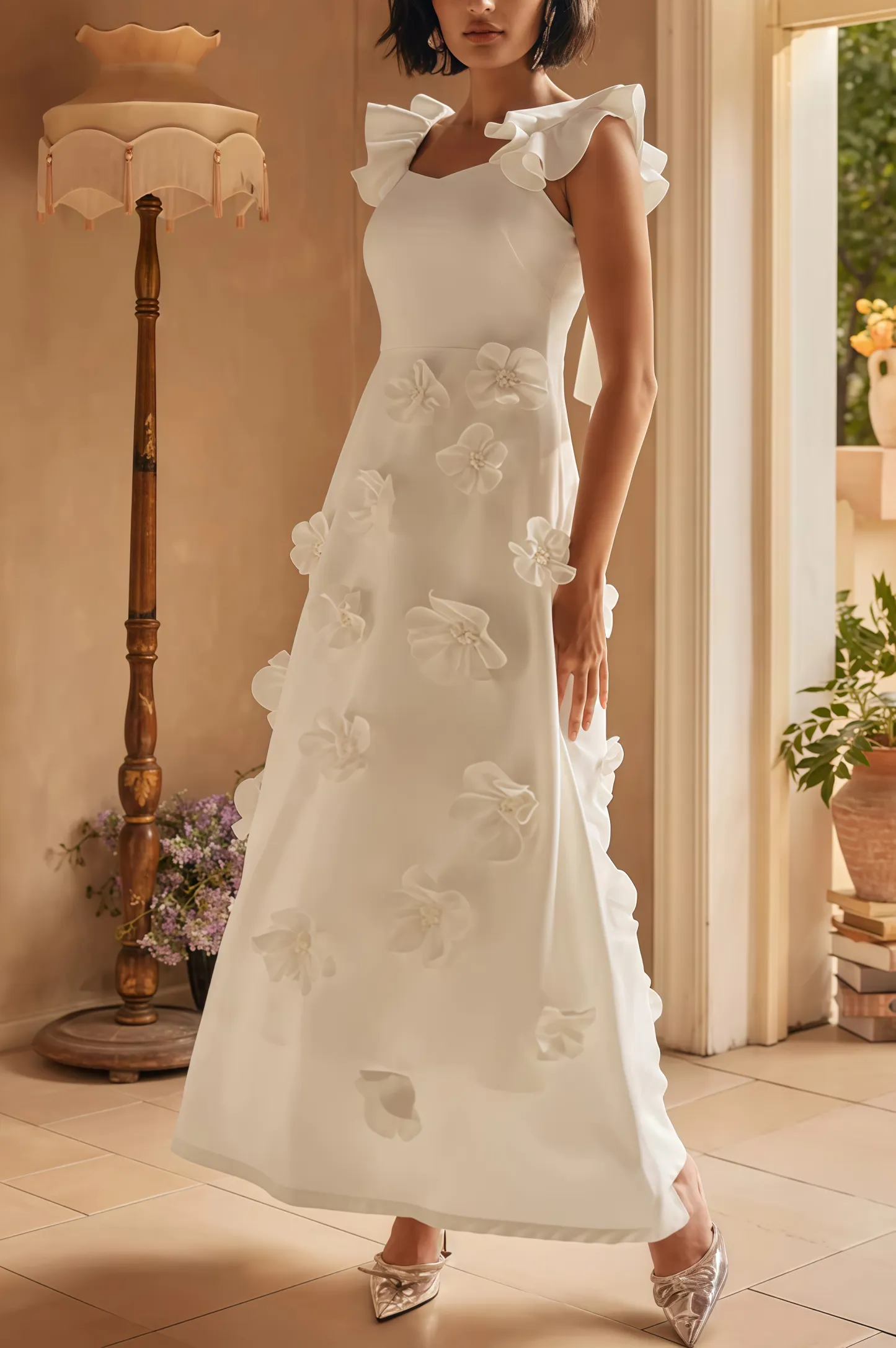 Ismay Spliced Appliques Maxi Dress