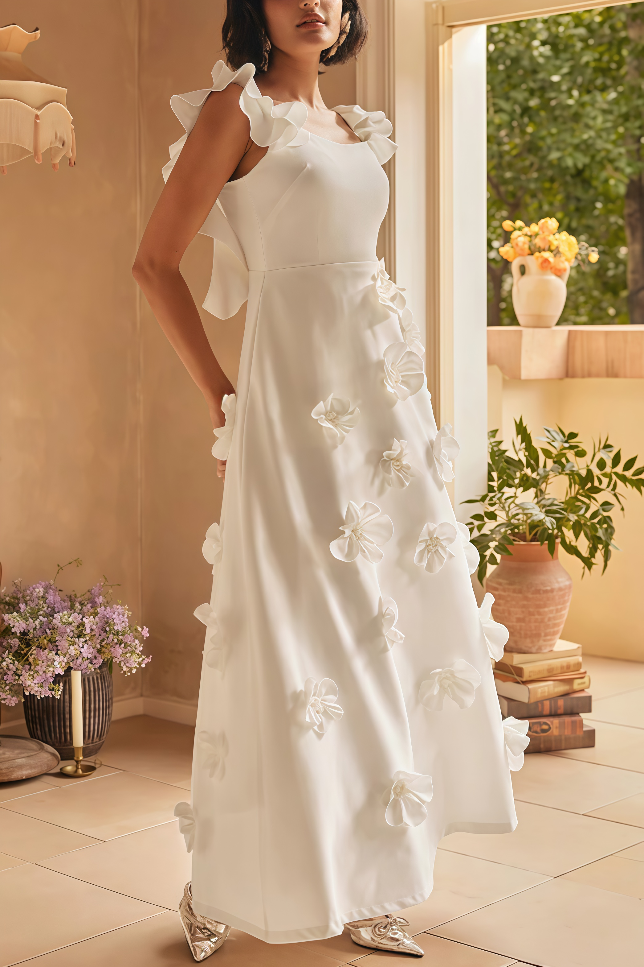 Ismay Spliced Appliques Maxi Dress