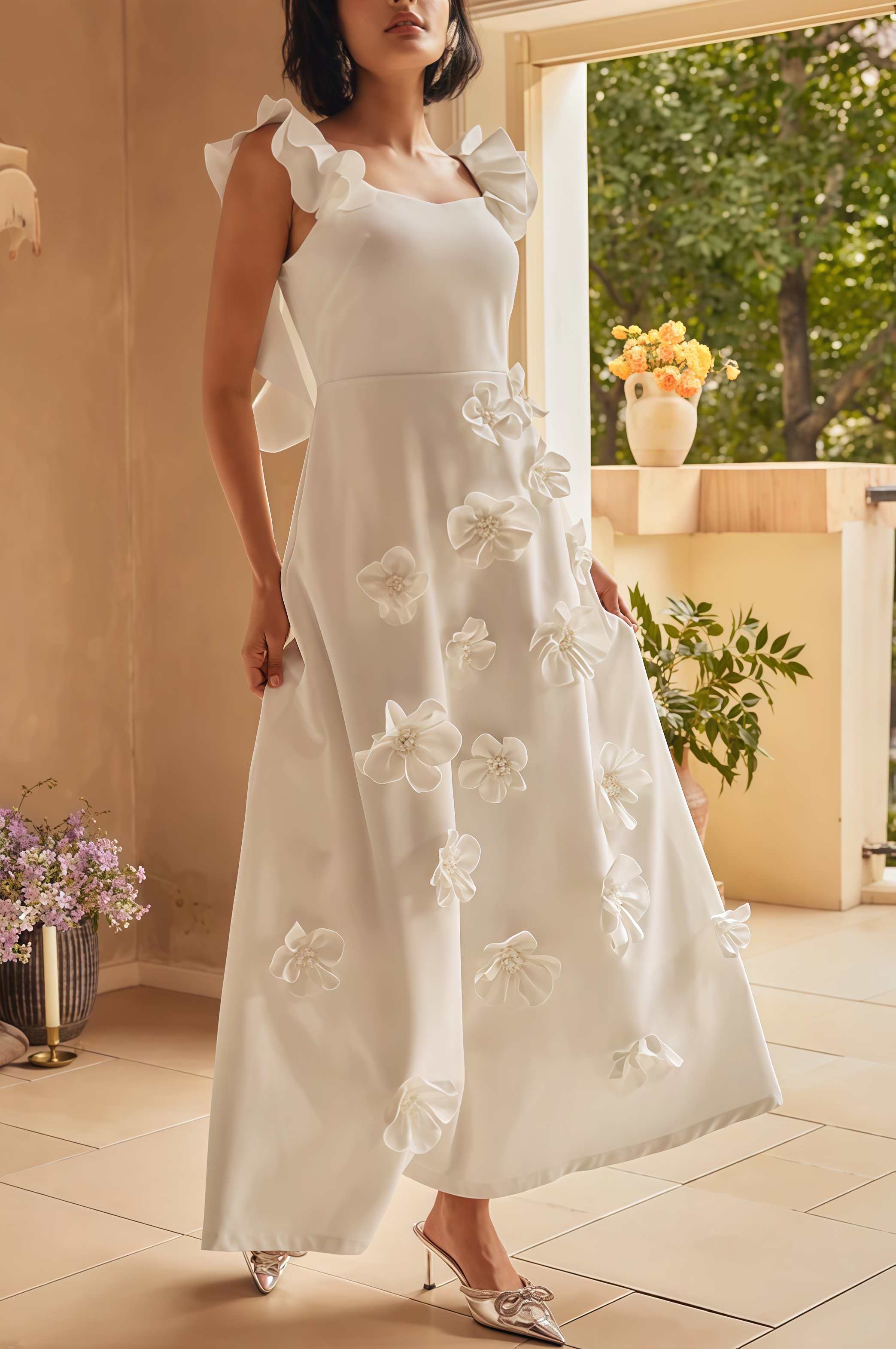 Ismay Spliced Appliques Maxi Dress