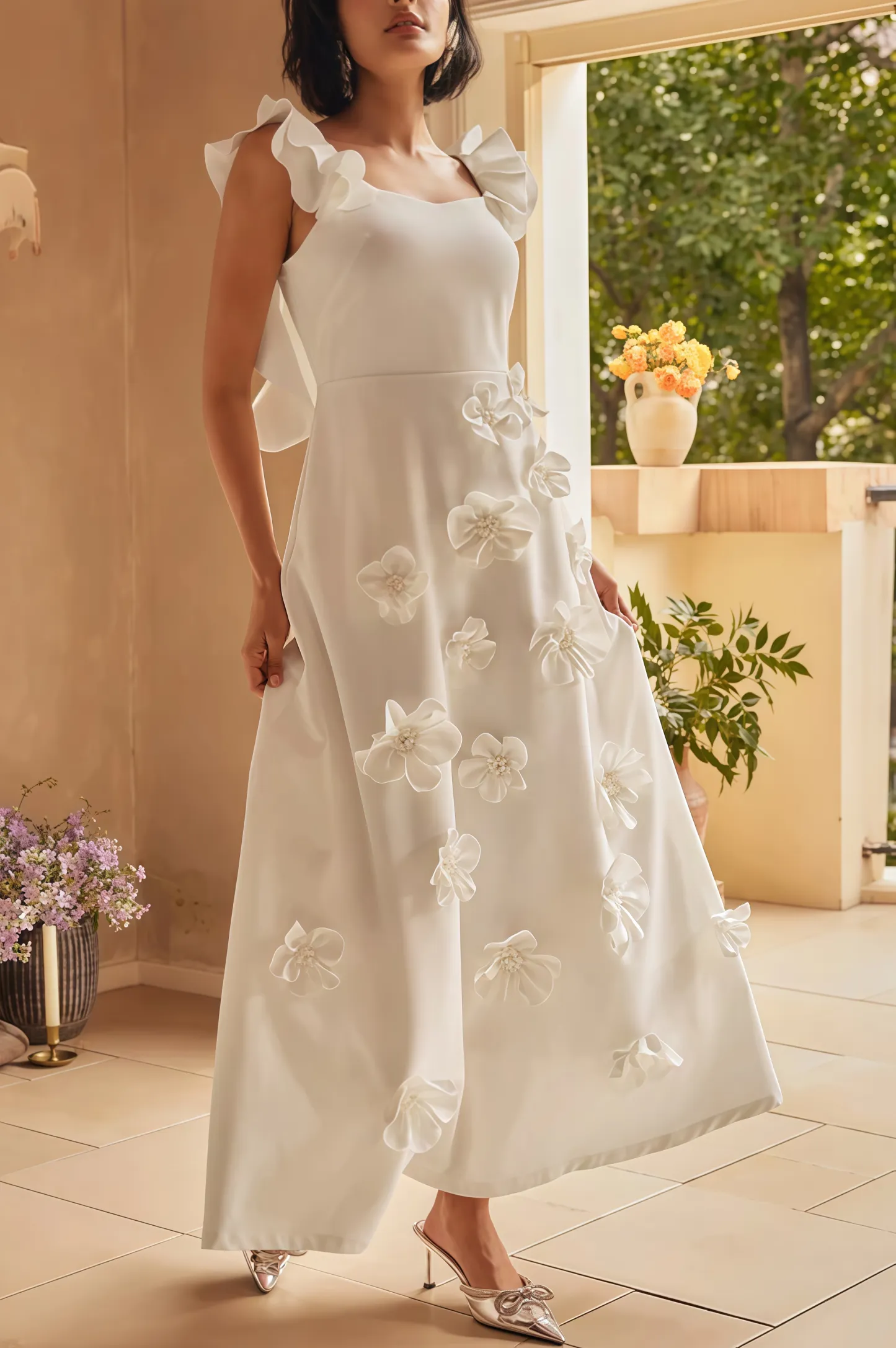 Ismay Spliced Appliques Maxi Dress