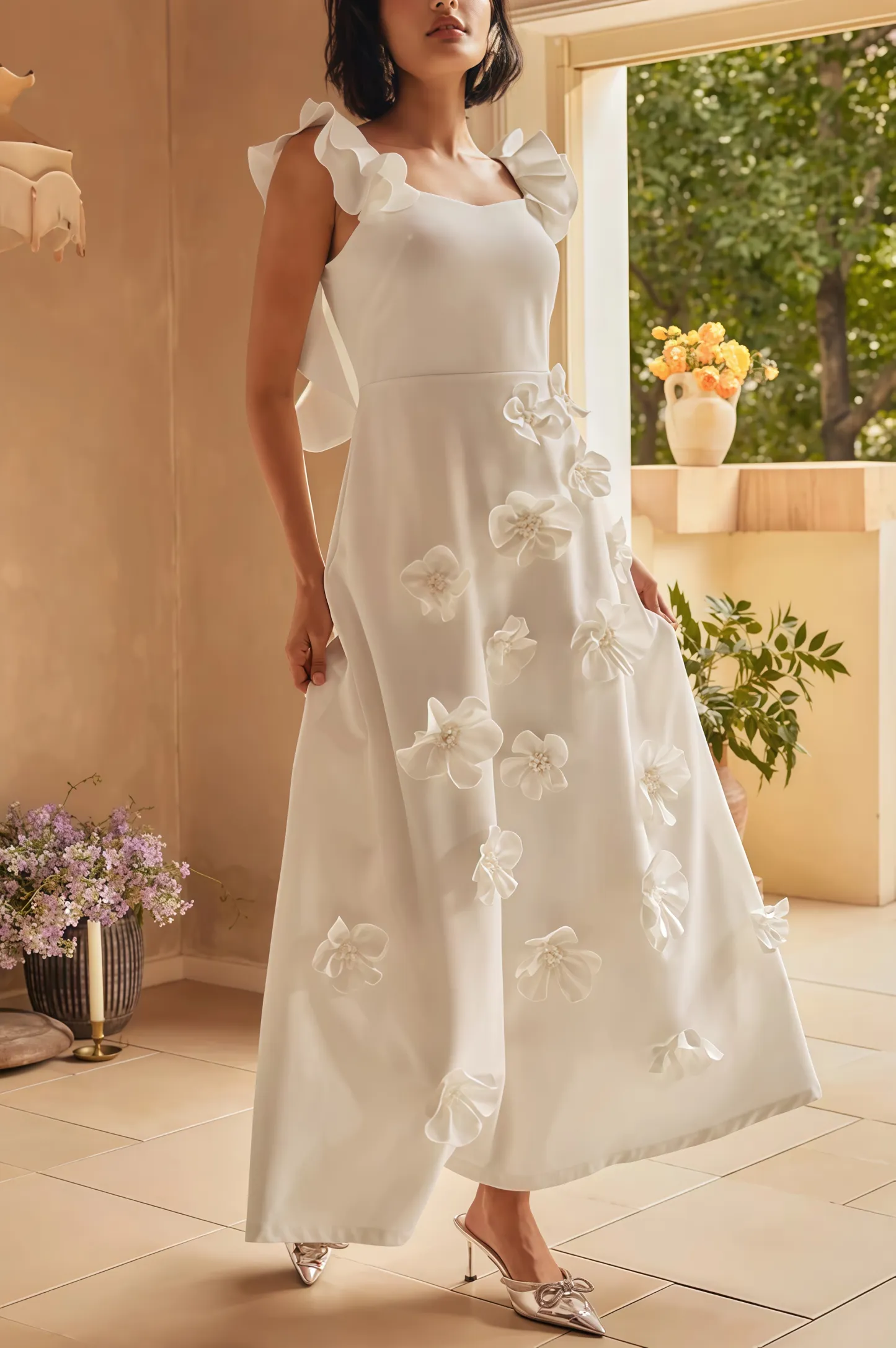 Ismay Spliced Appliques Maxi Dress